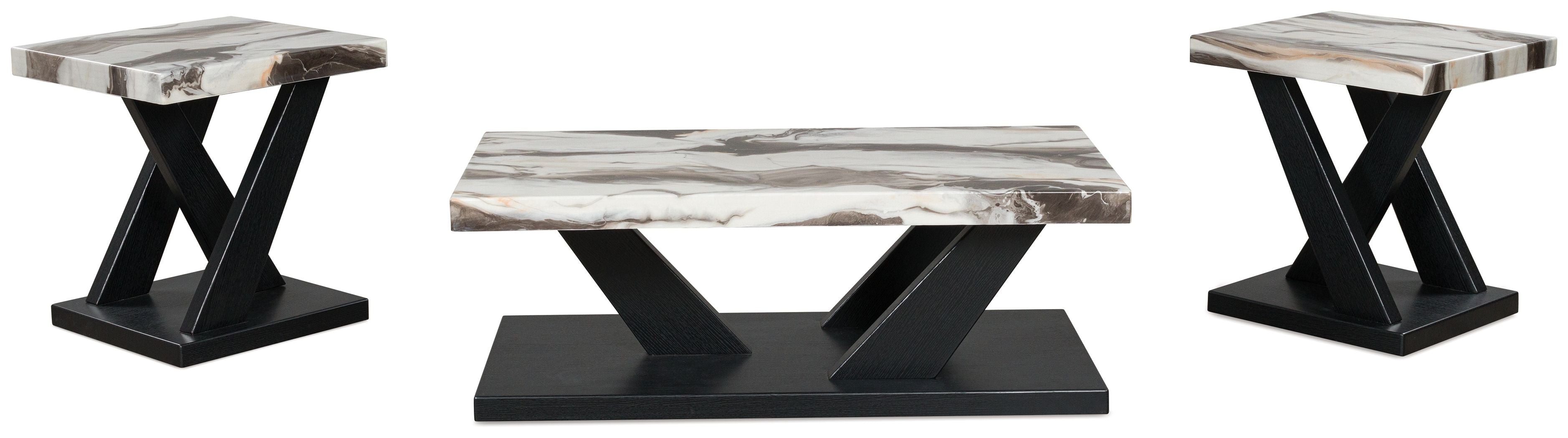 Cendill - Occasional Table Set (Set of 3) - Dark Brown / White / Black