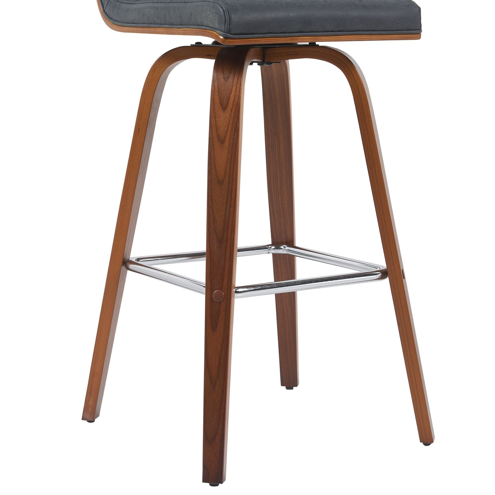 Vienna - Modern Swivel Bar Height Stool - Walnut Finished Wood Frame