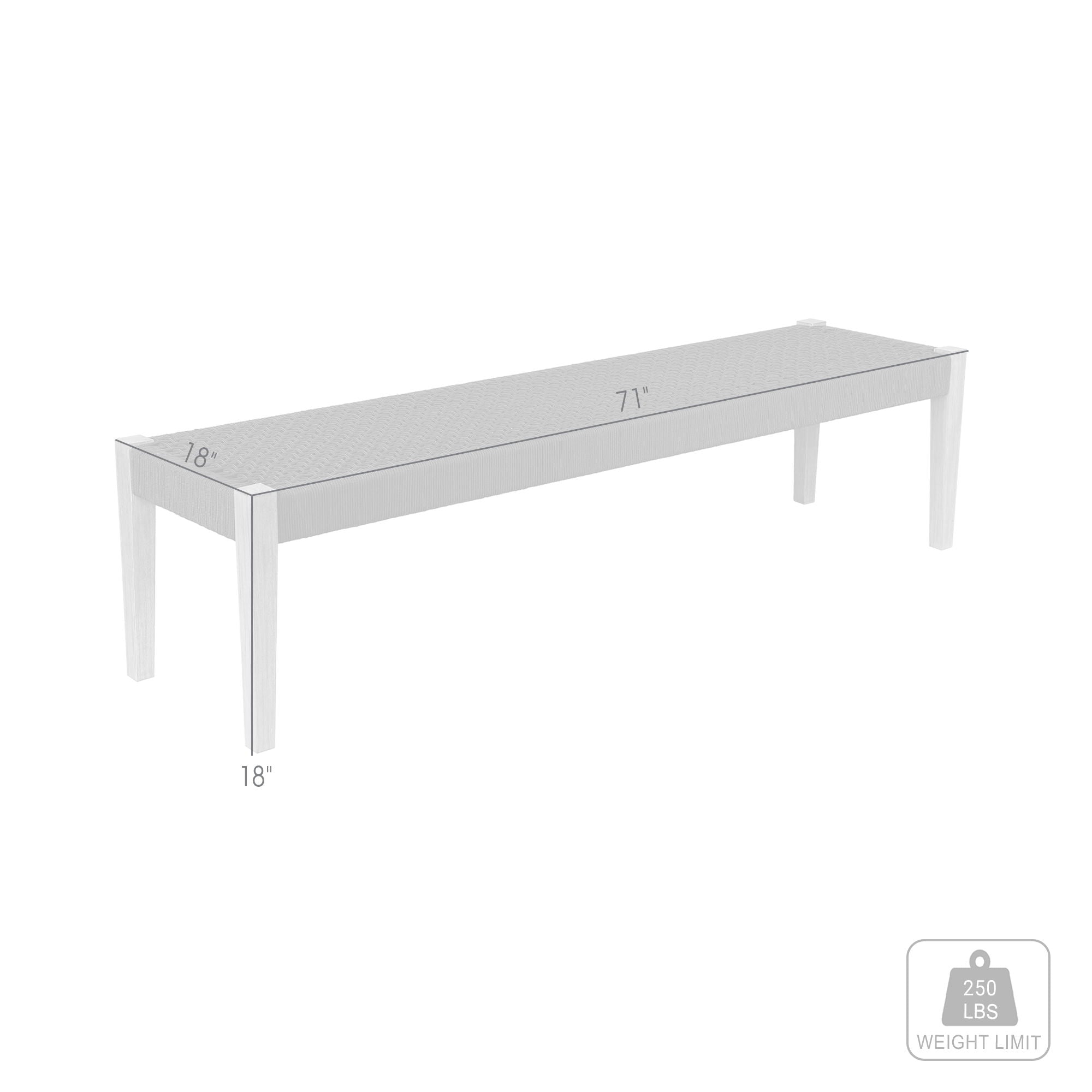 Camino - Indoor Outdoor Dining Bench - Eucalyptus Wood And Charcoal Rope