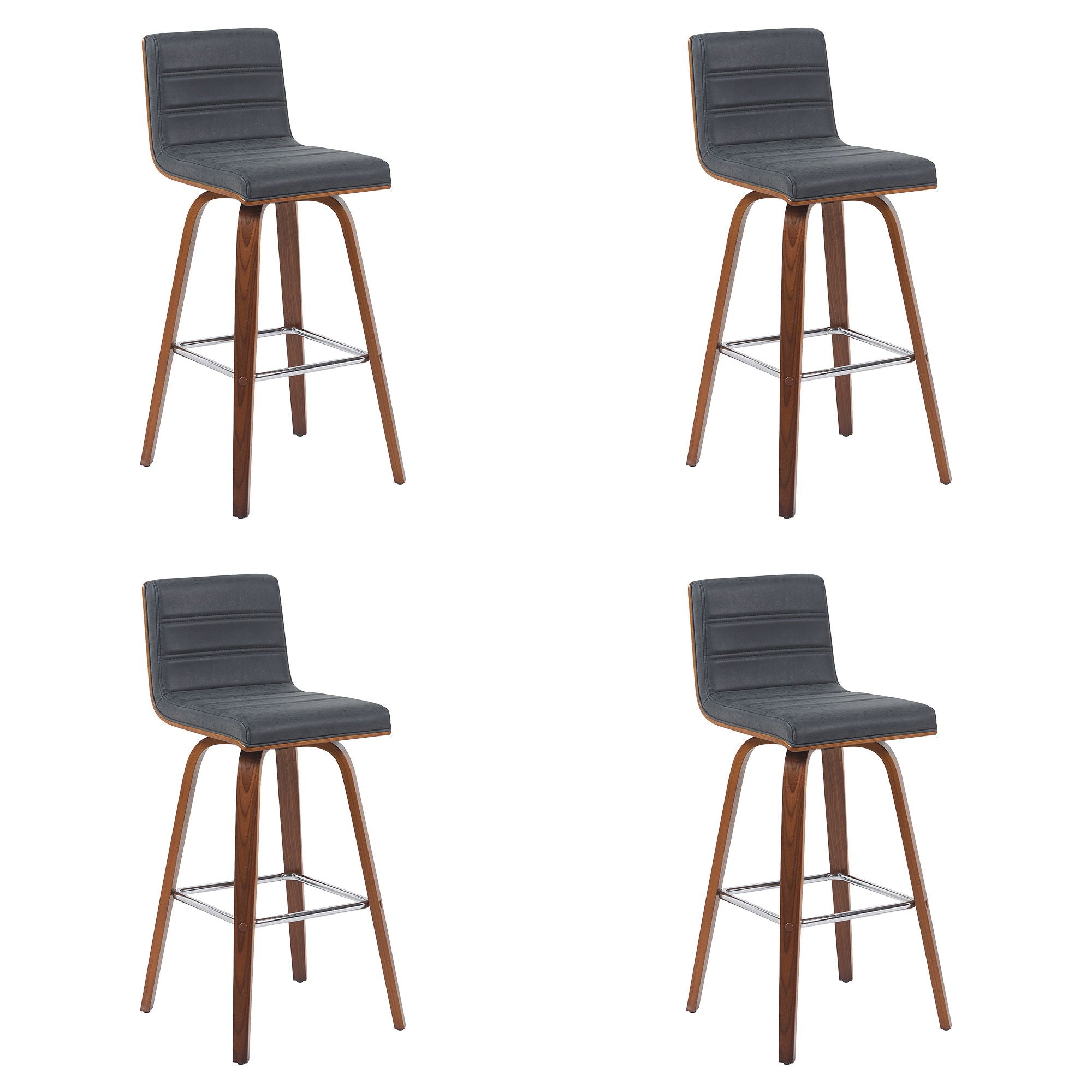 Vienna - Modern Swivel Bar Height Stool - Walnut Finished Wood Frame