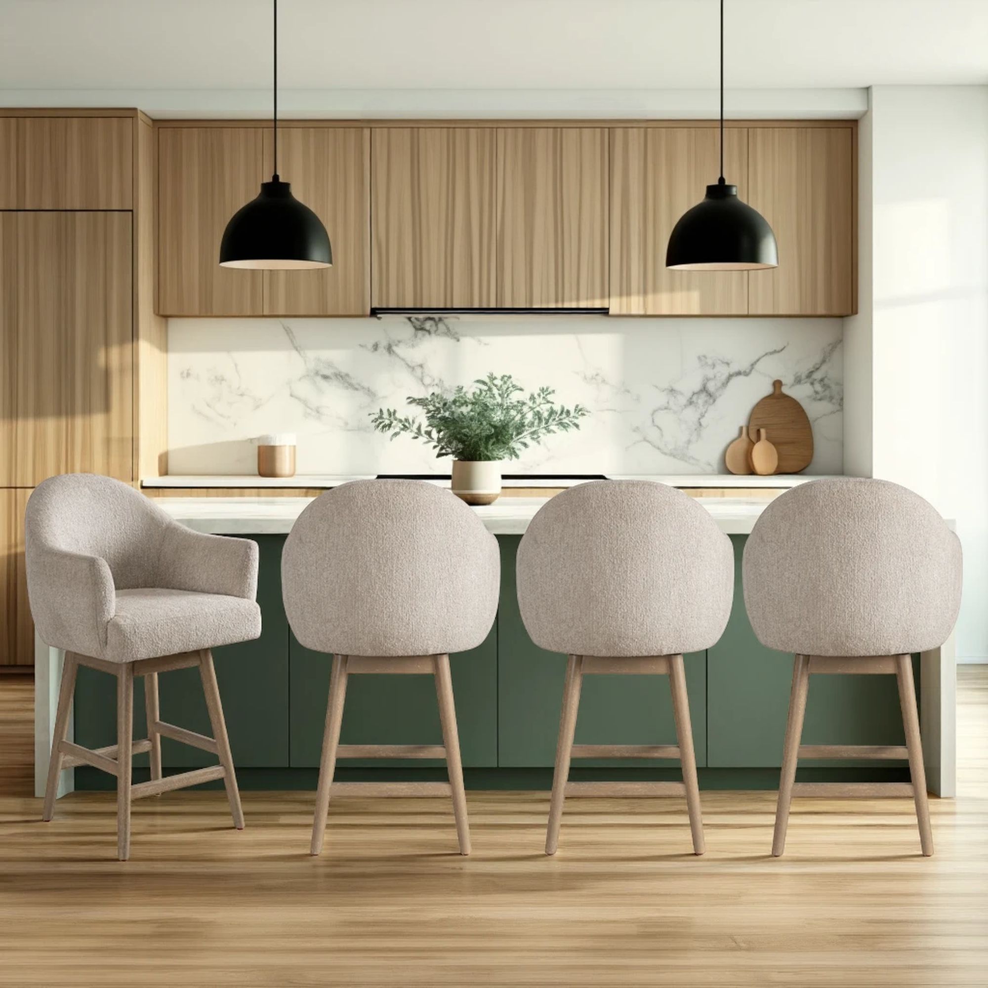 Jaxon - Solid Wood Upholstered 26" Counter Height Swivel Barstool