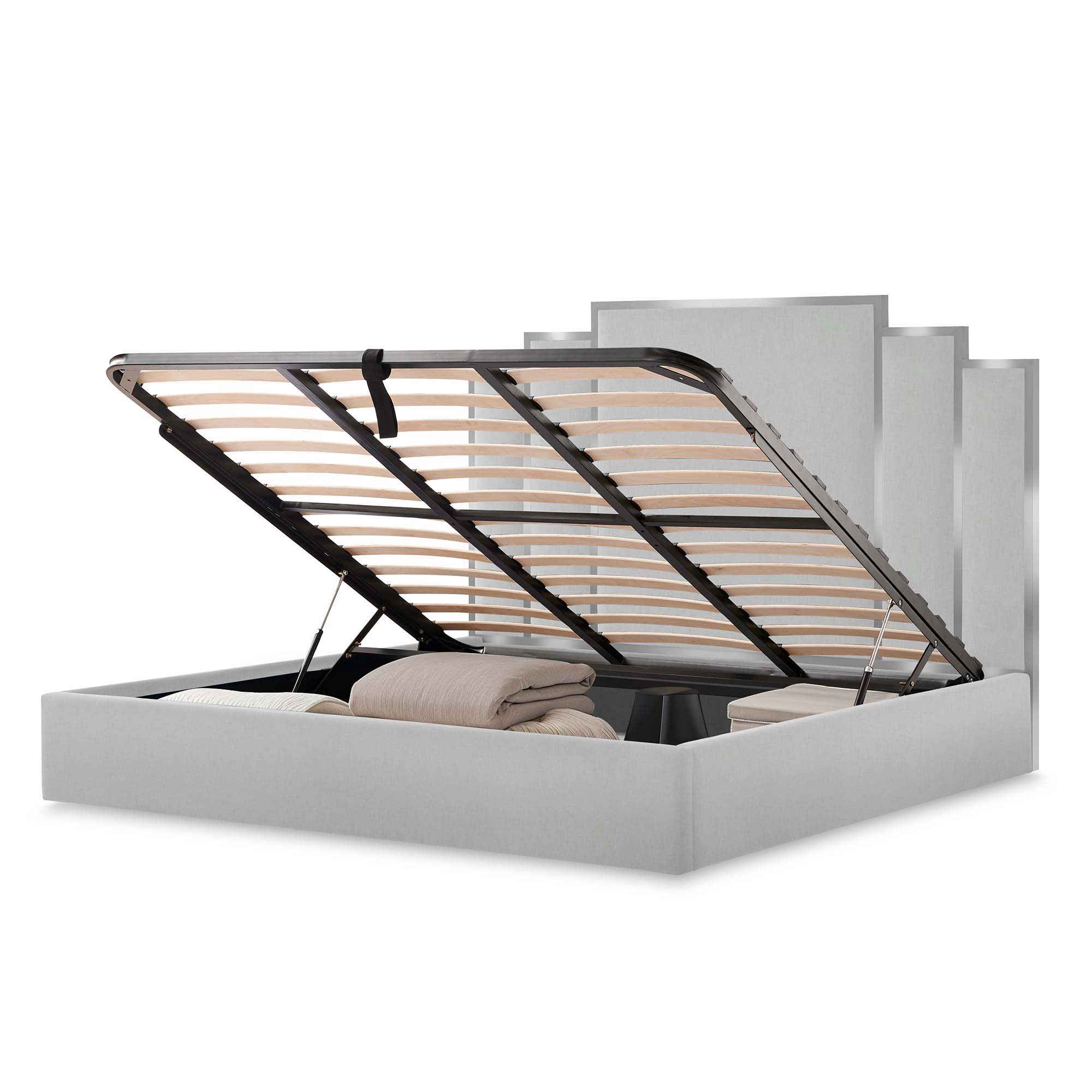 Signature Beds & Benches - Tulip King Lift Up Storage Bed - Gray
