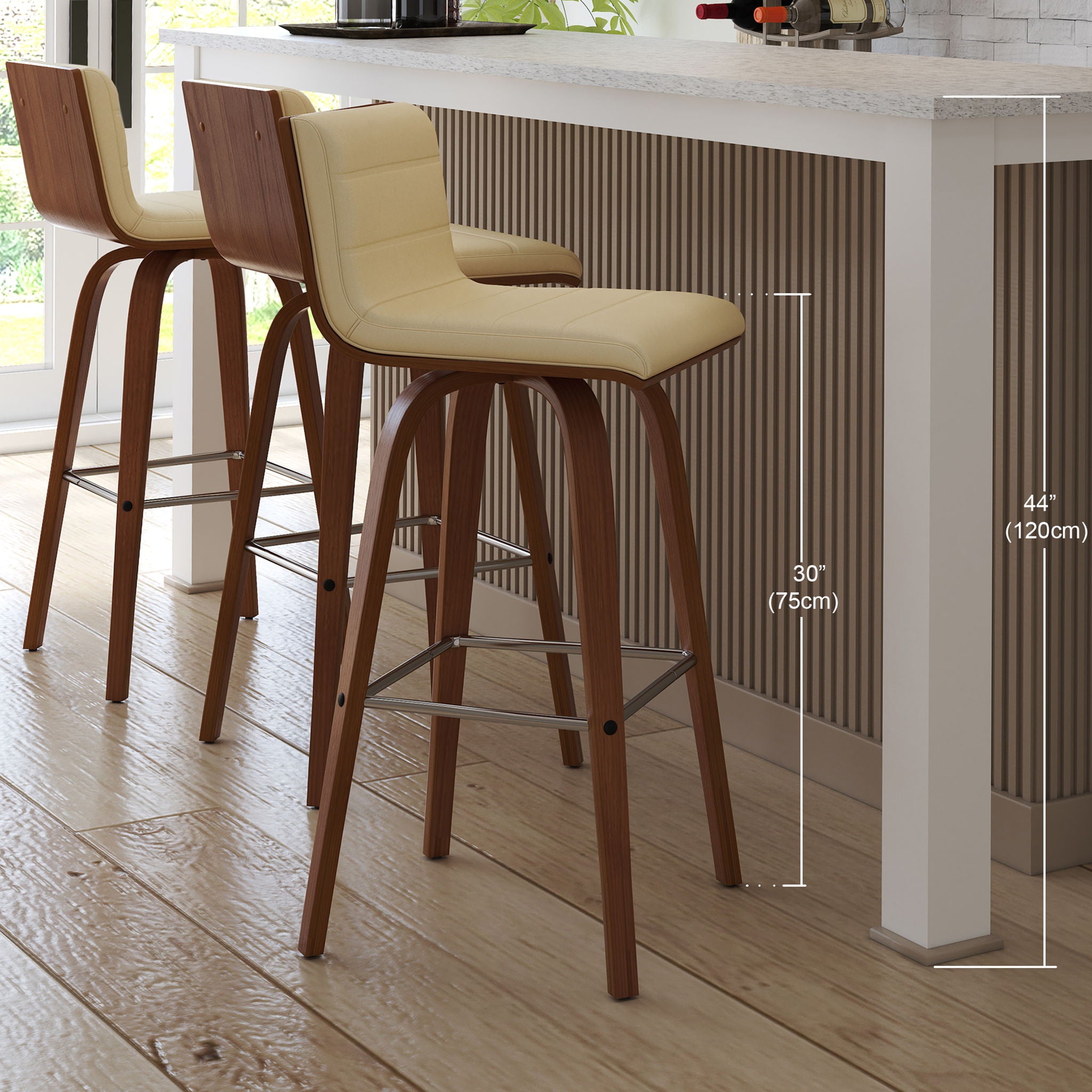 Vienna - 30" Swivel Bar Stool - Walnut Wood