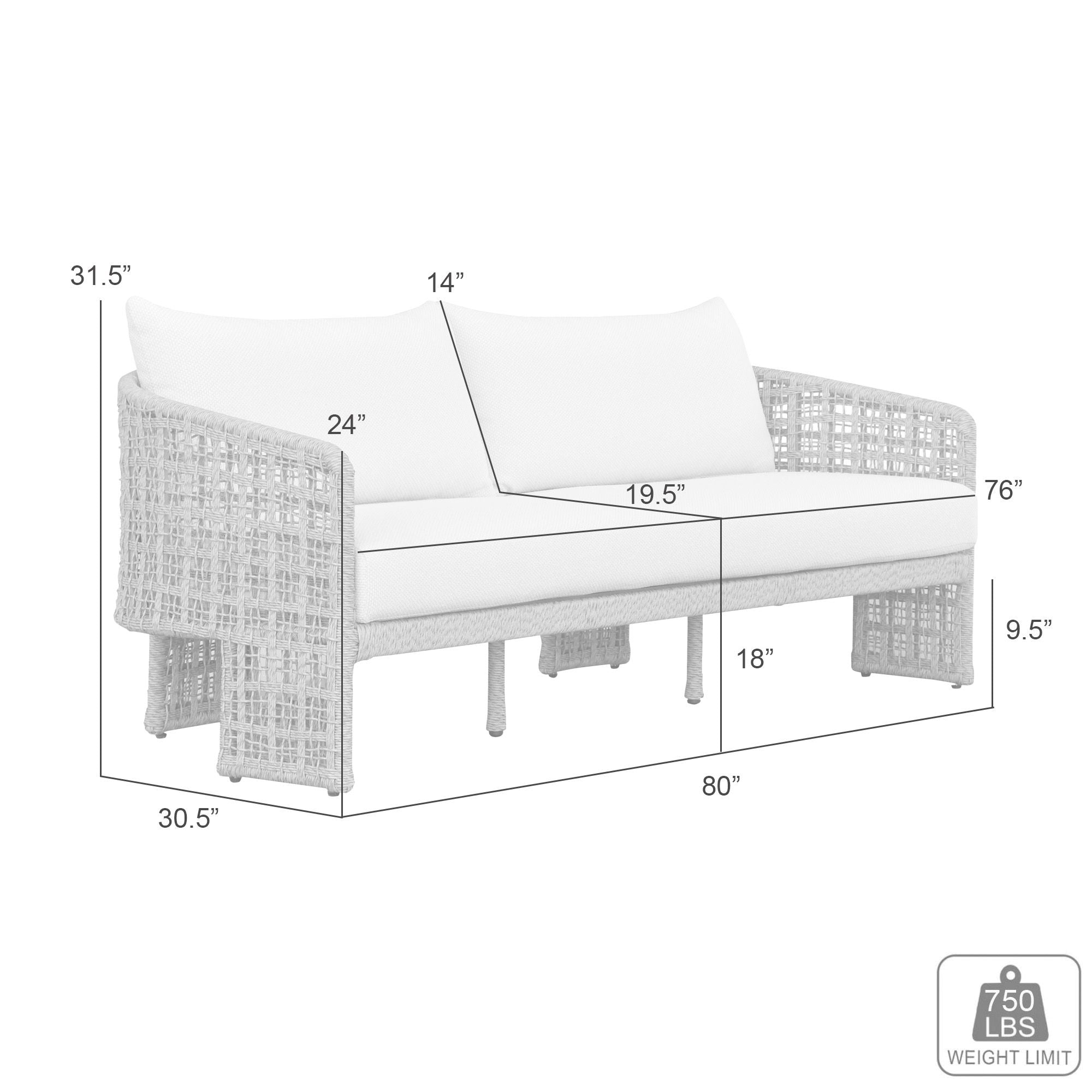 Driftbay - Outdoor Sofa - White / Natural