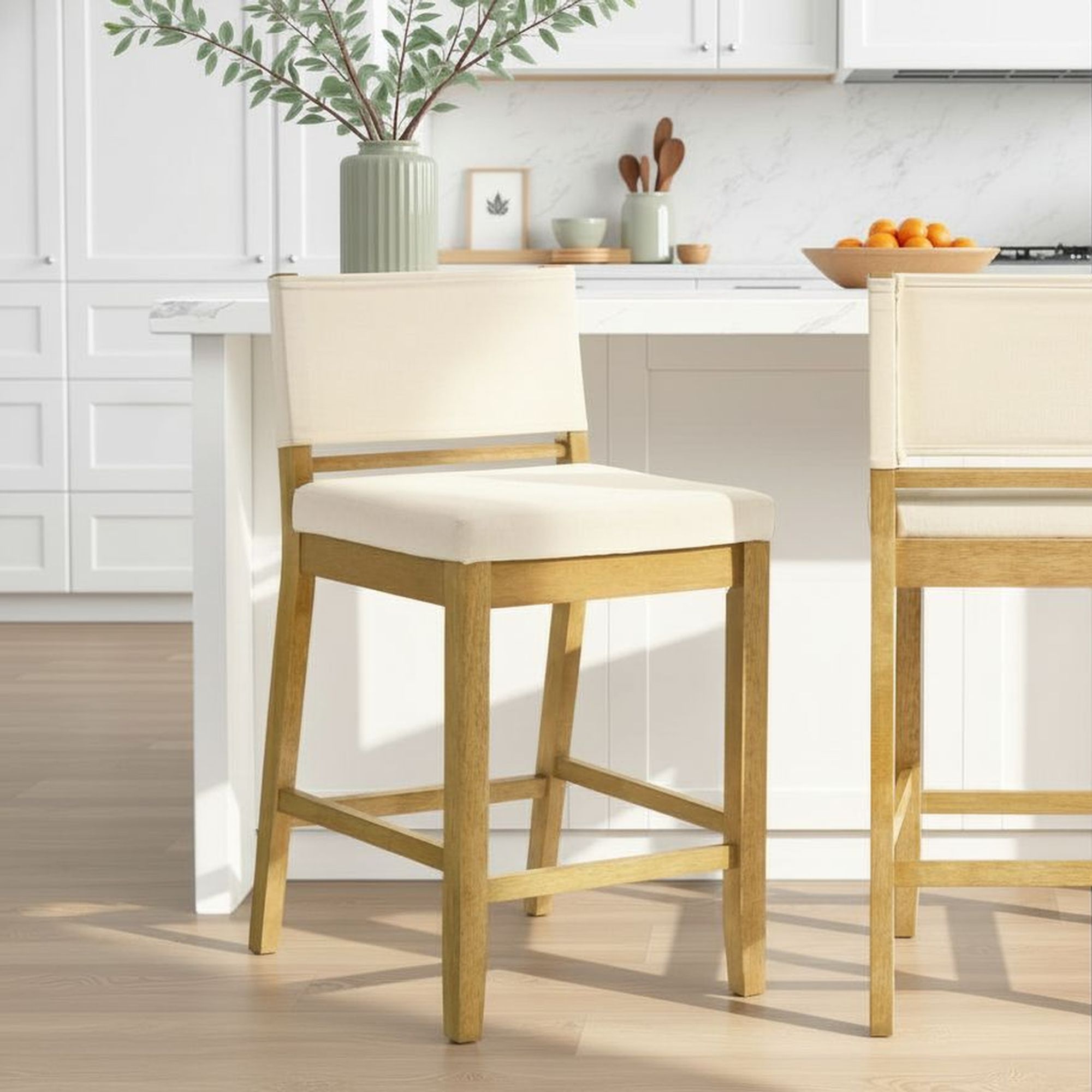 Yaneli - Contemporary Natural Wood Counter Height Kitchen Bar Stool