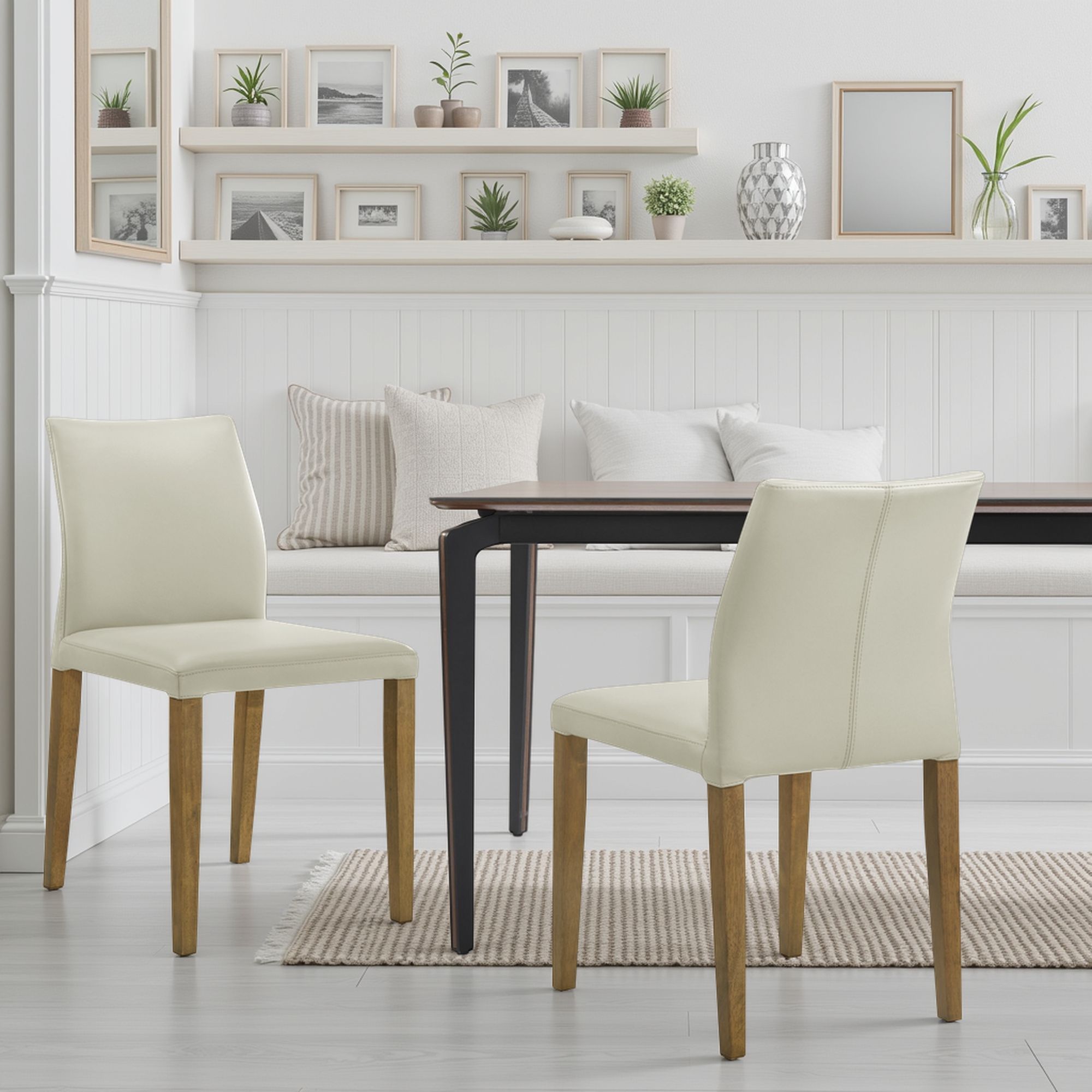 Elyza - Full Back Top Grain Leather Upholstered Wood Dining Chairs (Set of 2)