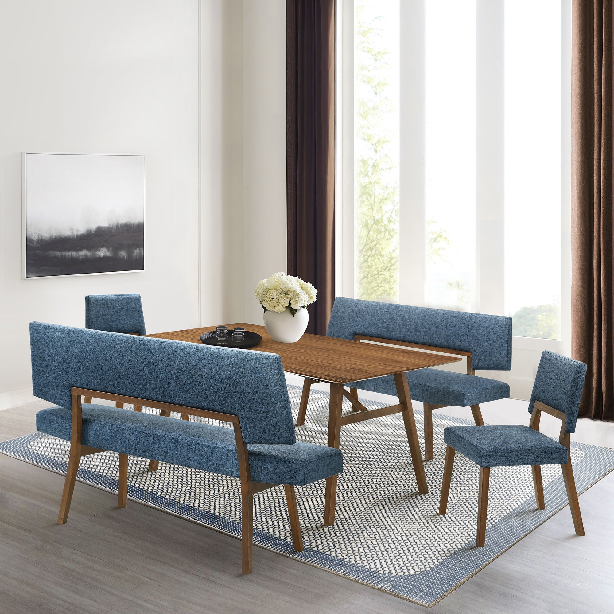 Channell - Walnut Wood Dining Table Set