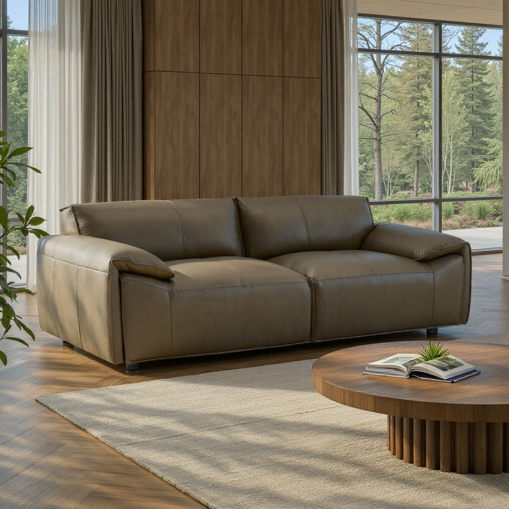 Tanner - Leather Sofa With Padded Arms