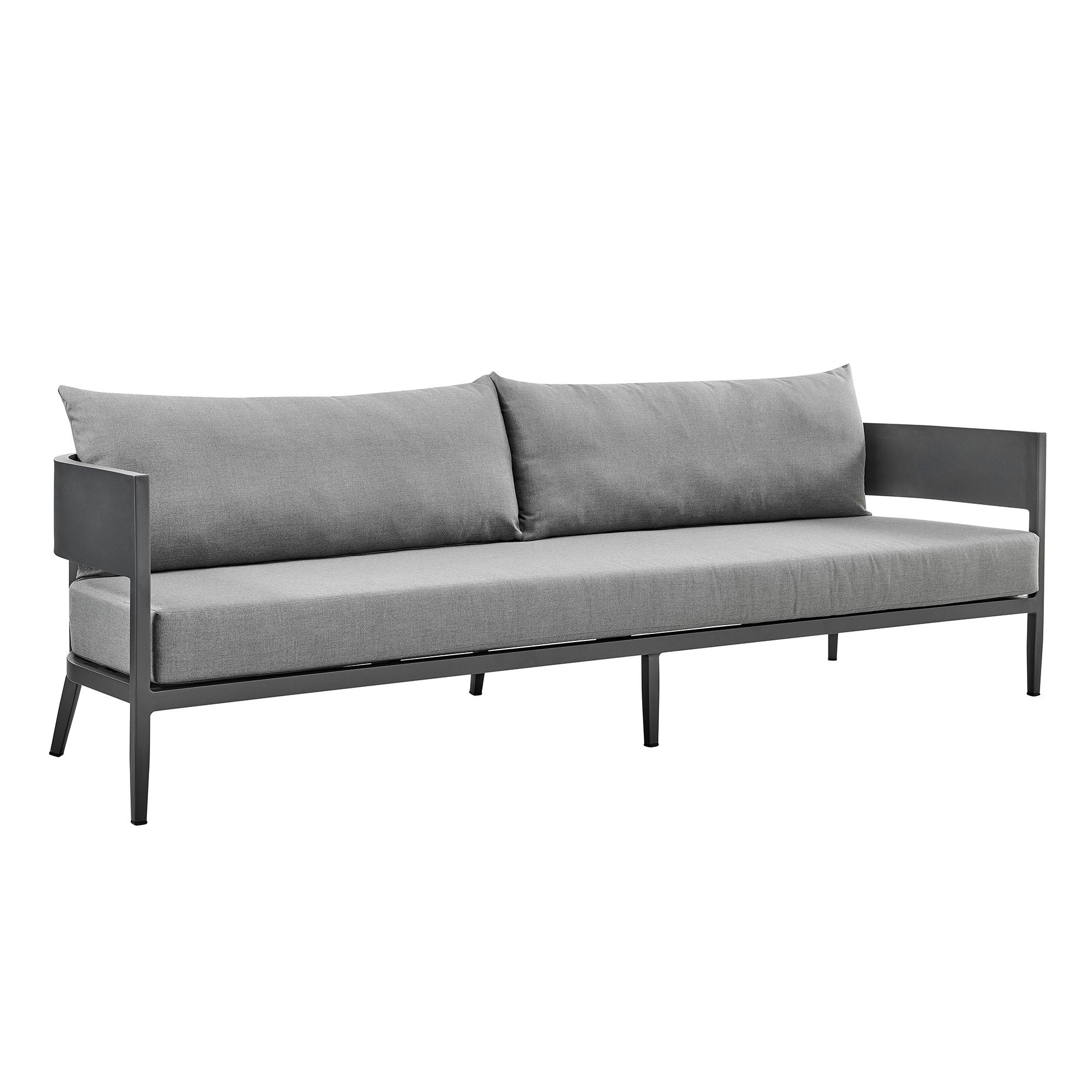 Menorca - 4 Piece Outdoor Aluminum & Outdoor Conversation Set - Dark Gray