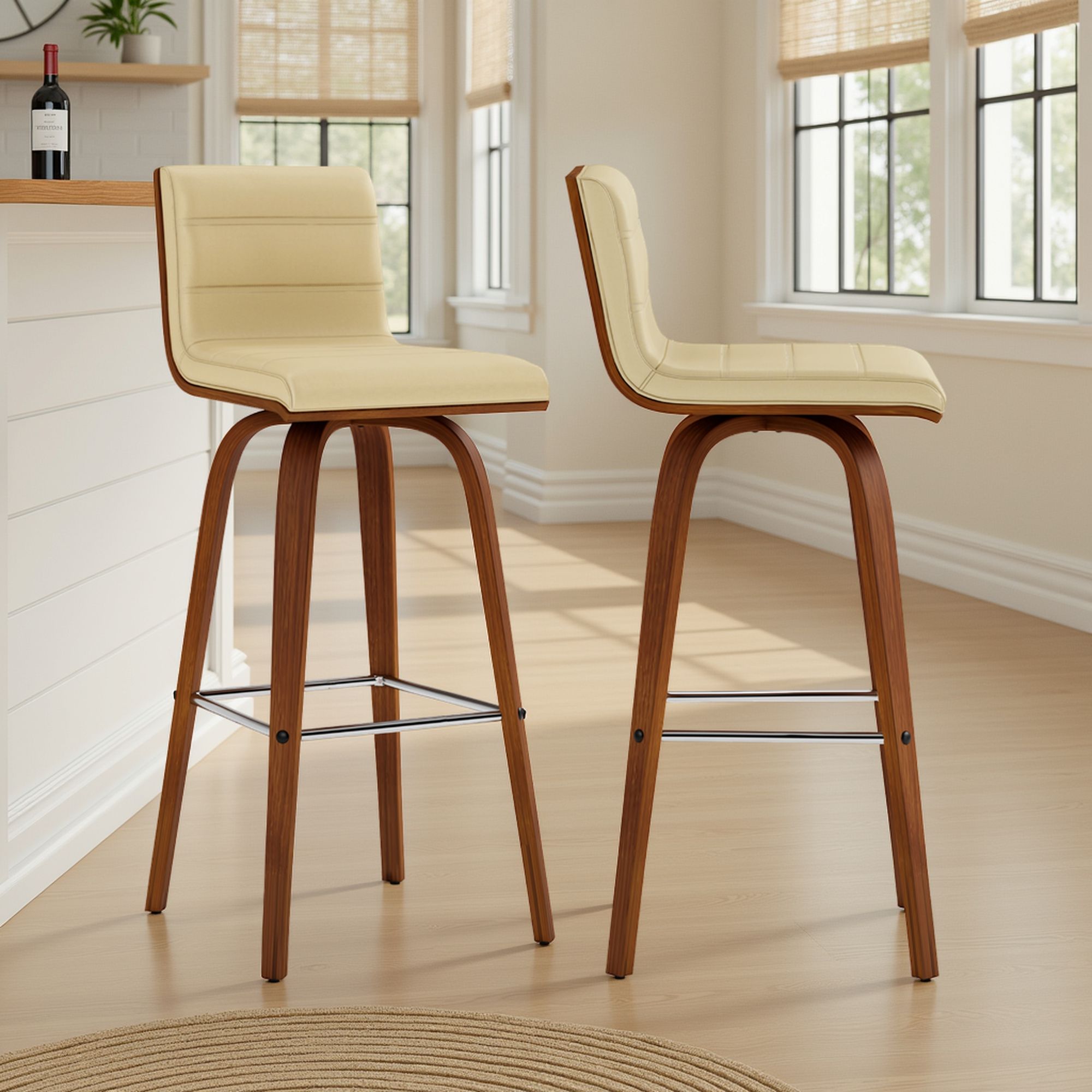 Vienna - 30" Swivel Bar Stool - Walnut Wood