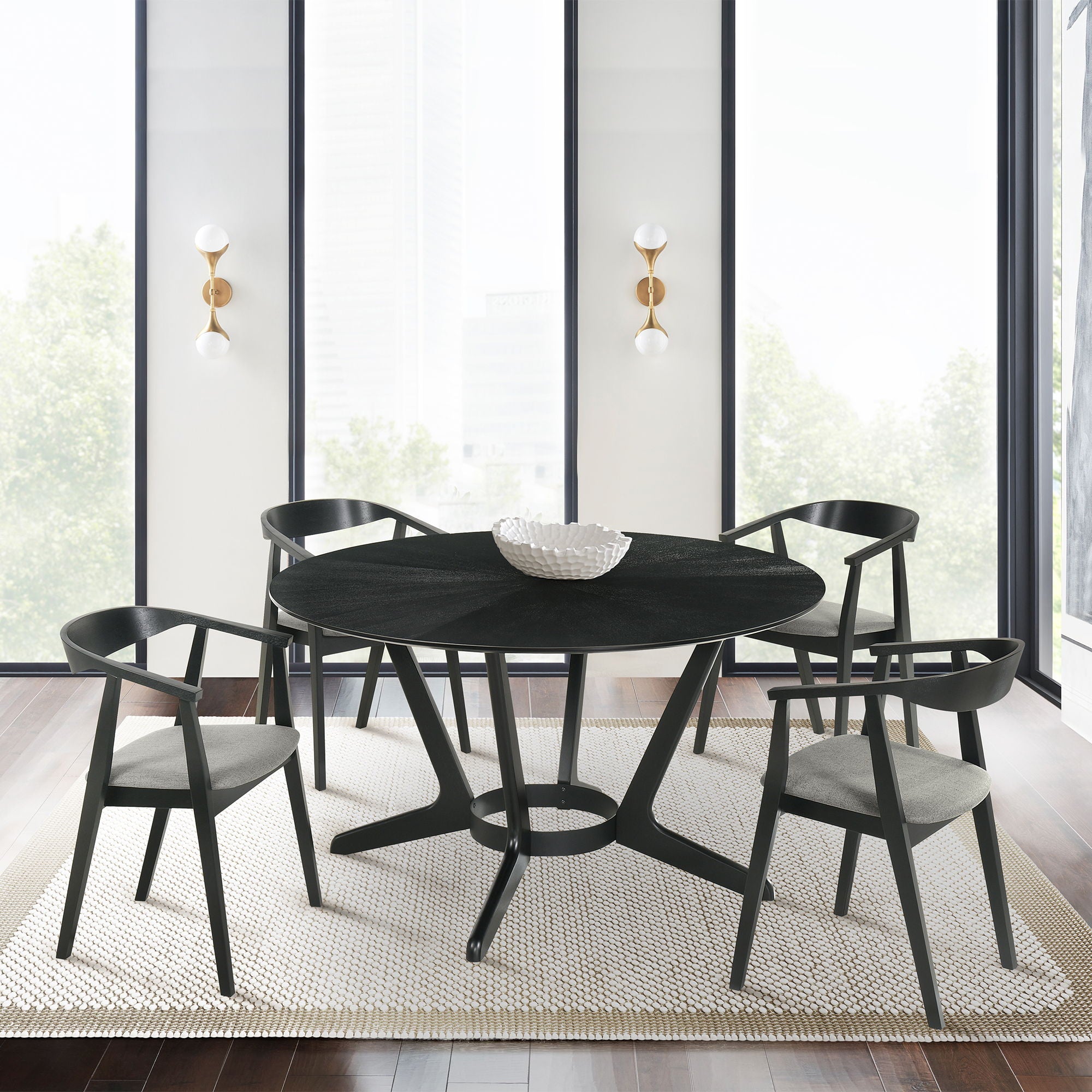 Santana - Round Dining Table Set - Black