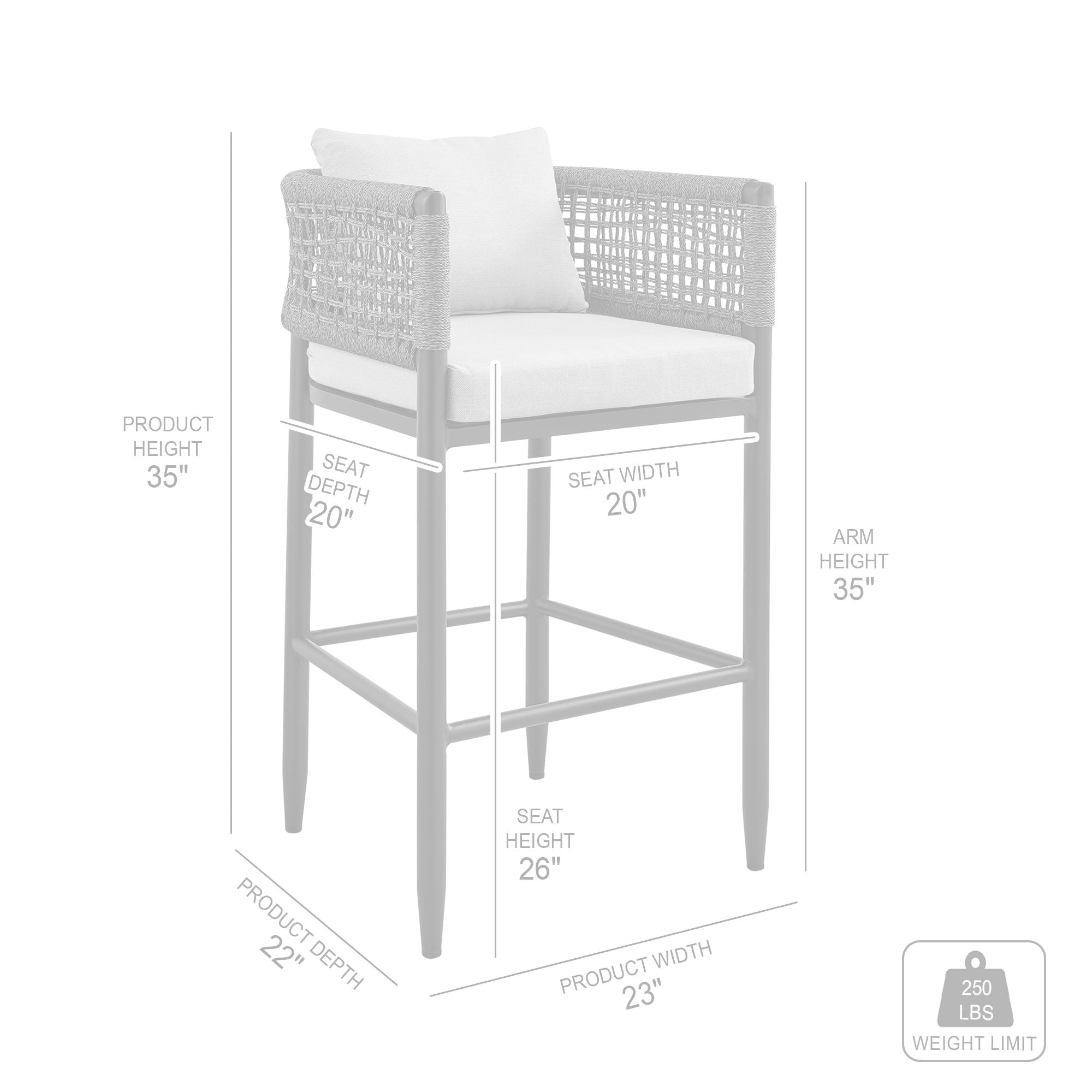 Alegria - Outdoor Patio Bar Stool With Cushions