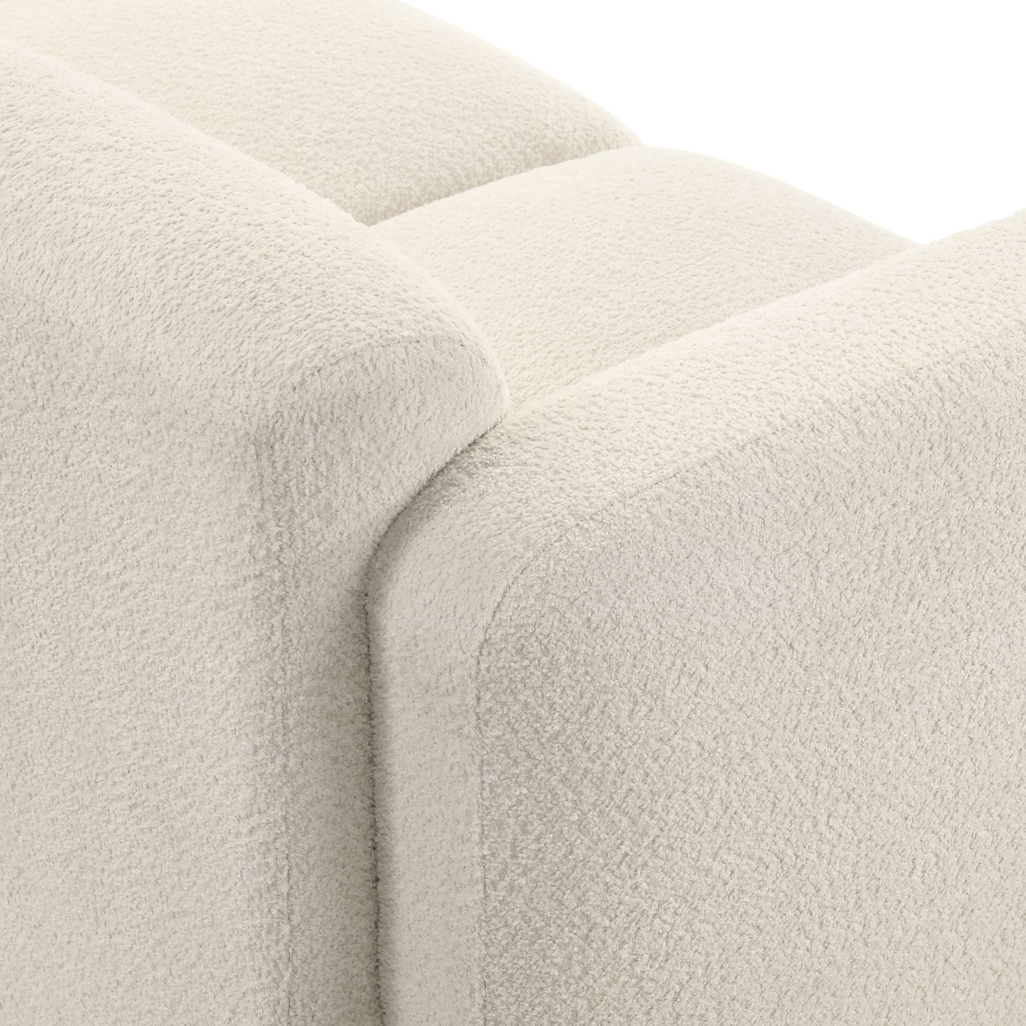 Sierra - Boucle Fabric Sofa With Rounded Arms - Ivory