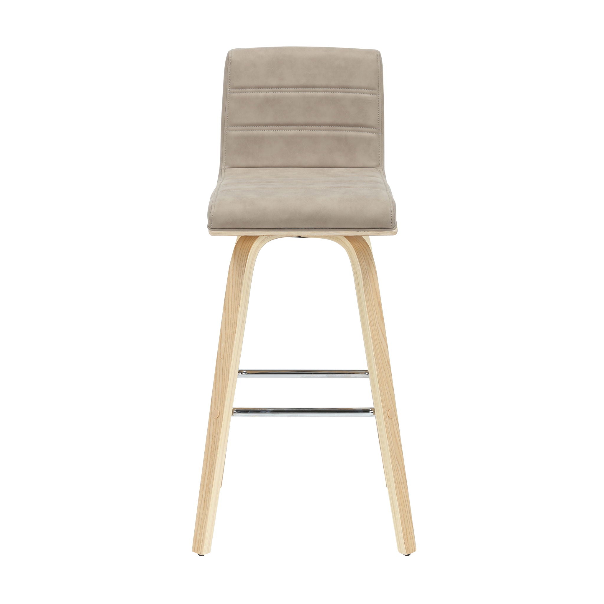Vienna - 39.5" Swivel Bar Height Square Back Wood Bar Stool With Faux Leather Seat
