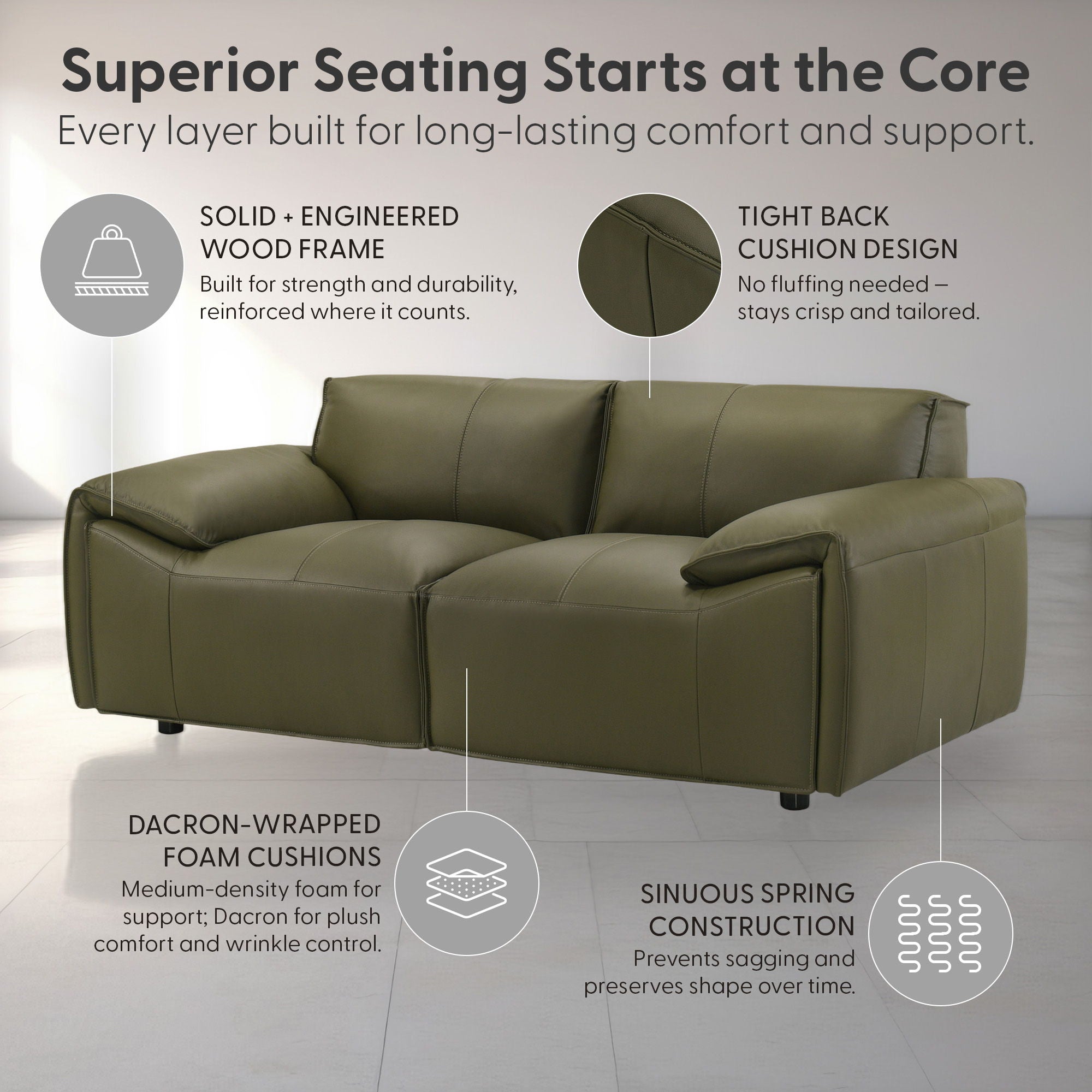 Tanner - Leather Loveseat With Padded Arms