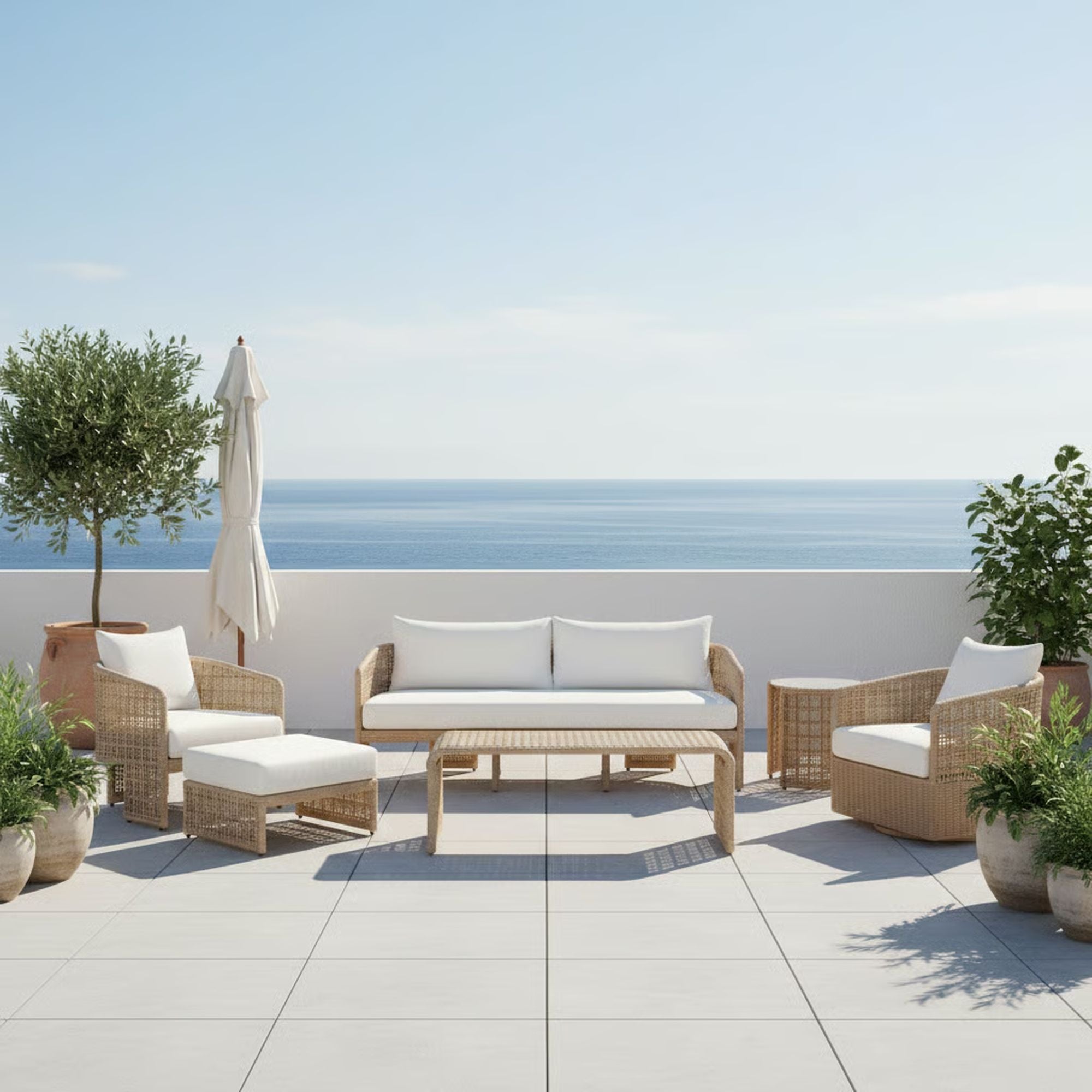 Driftbay - Powder Coated Metal Outdoor Conversation Set With Cushions