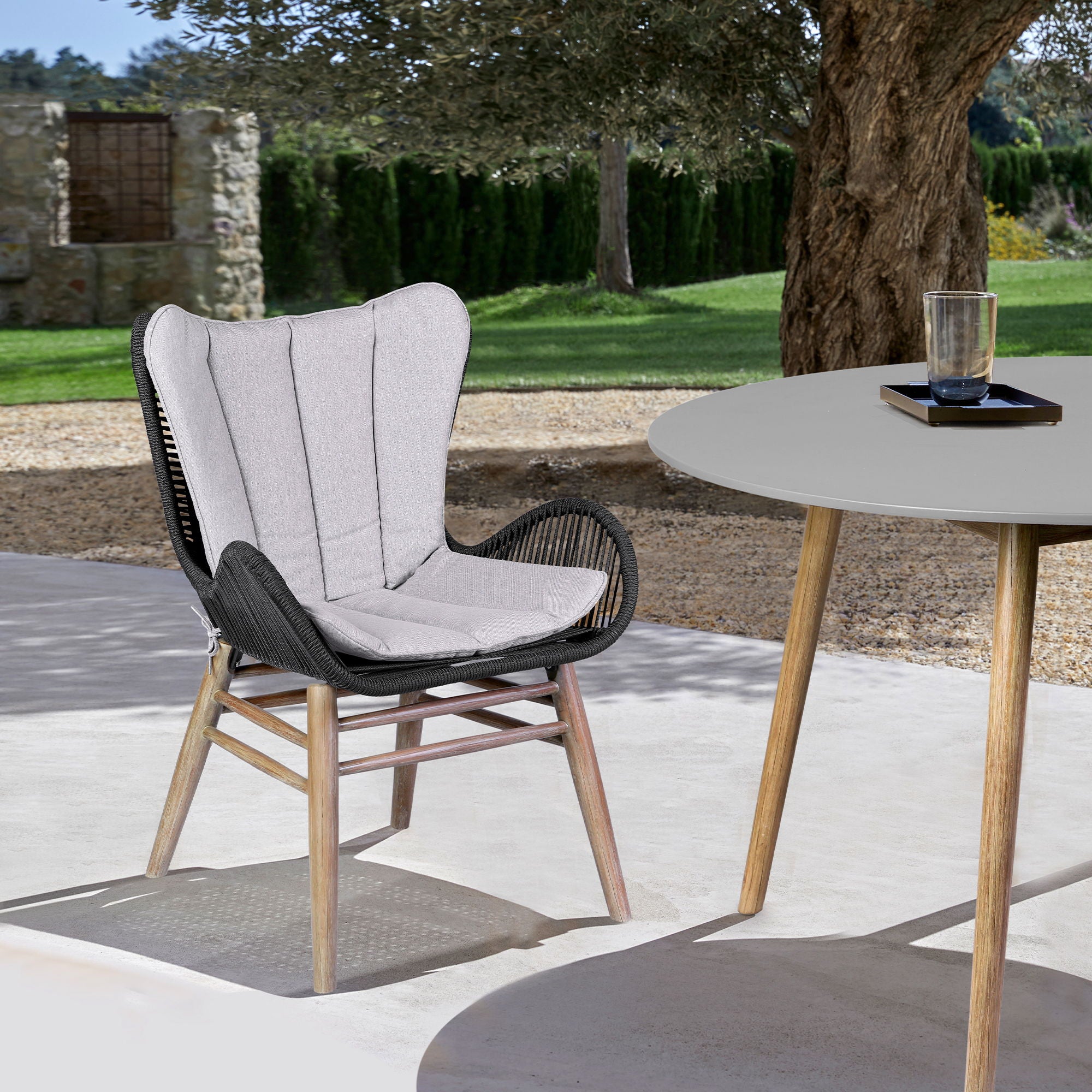 Mateo - Outdoor Patio Dining Chair - Light Eucalyptus / Charcoal