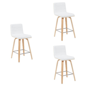 Vienna - Modern Counter Height Swivel Bar Stool - Patterned Oak Wood Frame