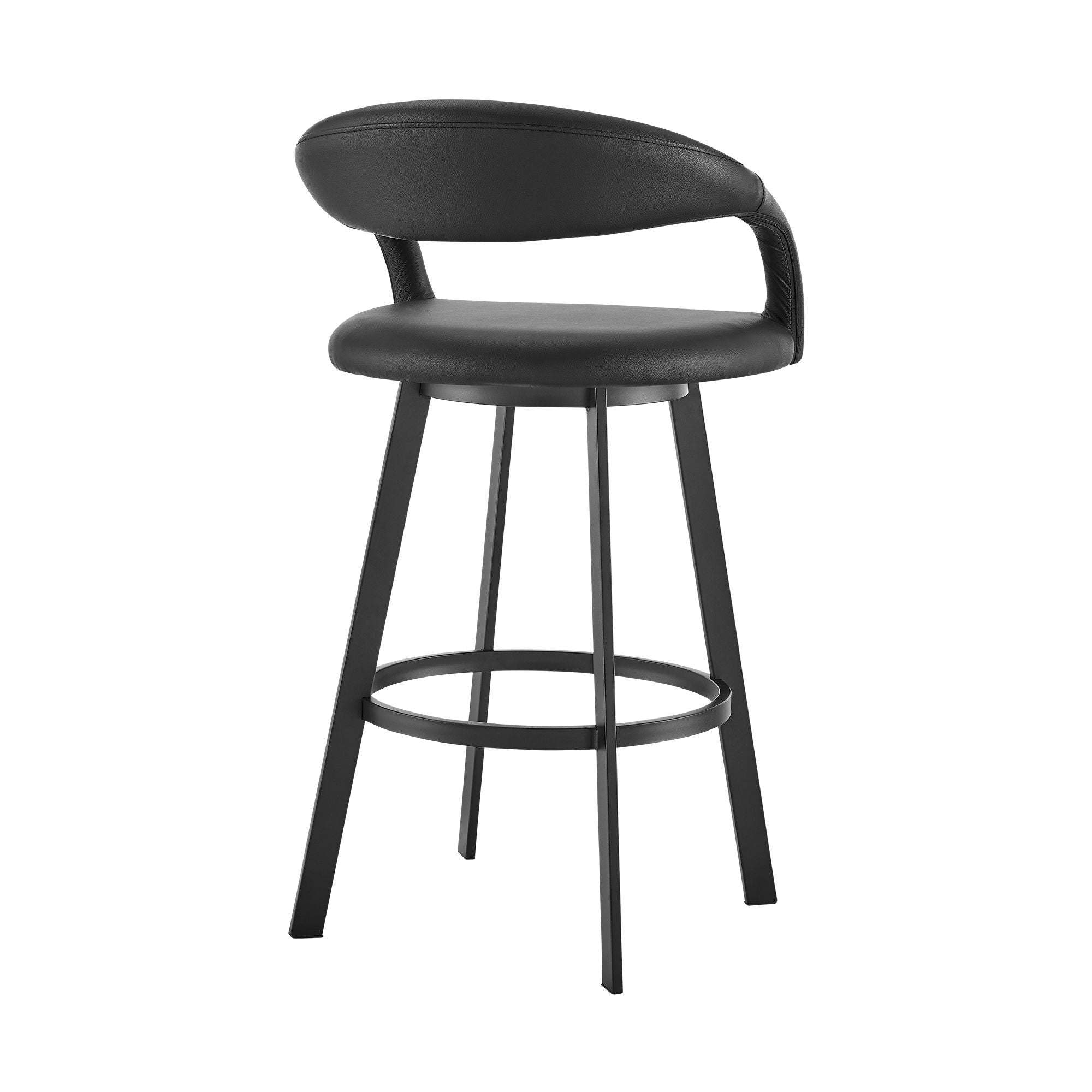 Ramona - 26" Swivel Counter Stool - Matte Black / Black