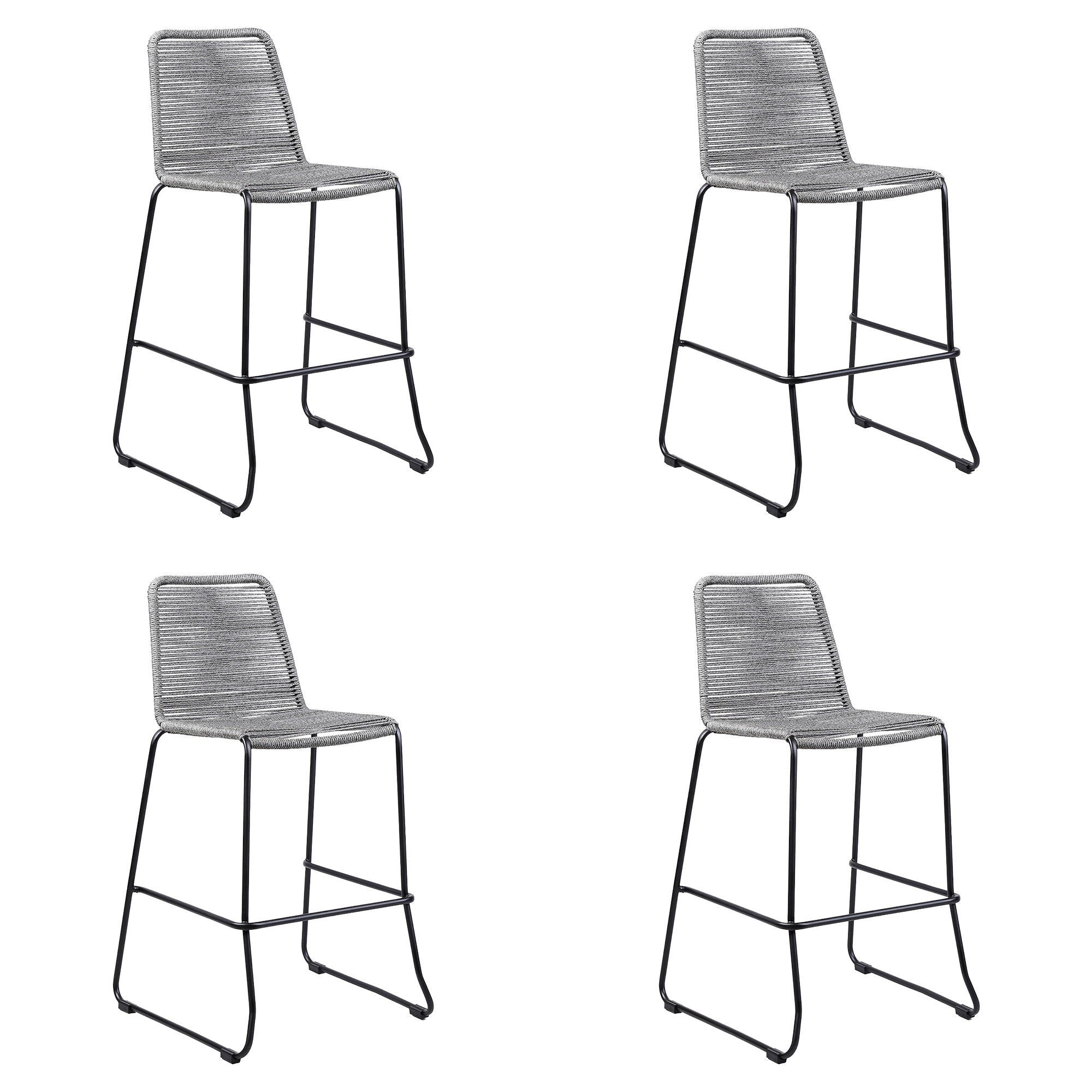 Shasta - 30" Outdoor Metal And Rope Stackable Barstool