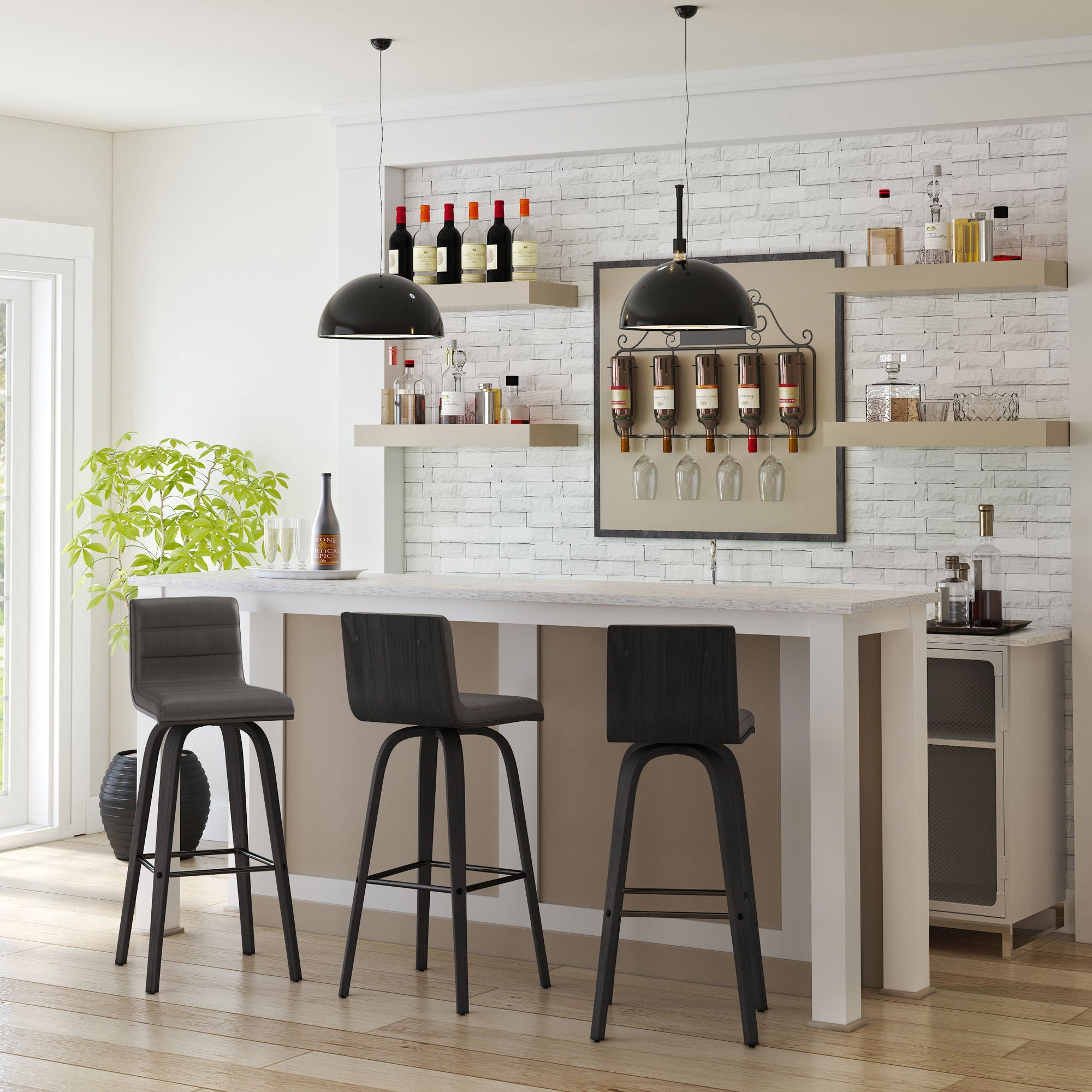 Vienna - 30" Swivel Bar Stool - Black Wood
