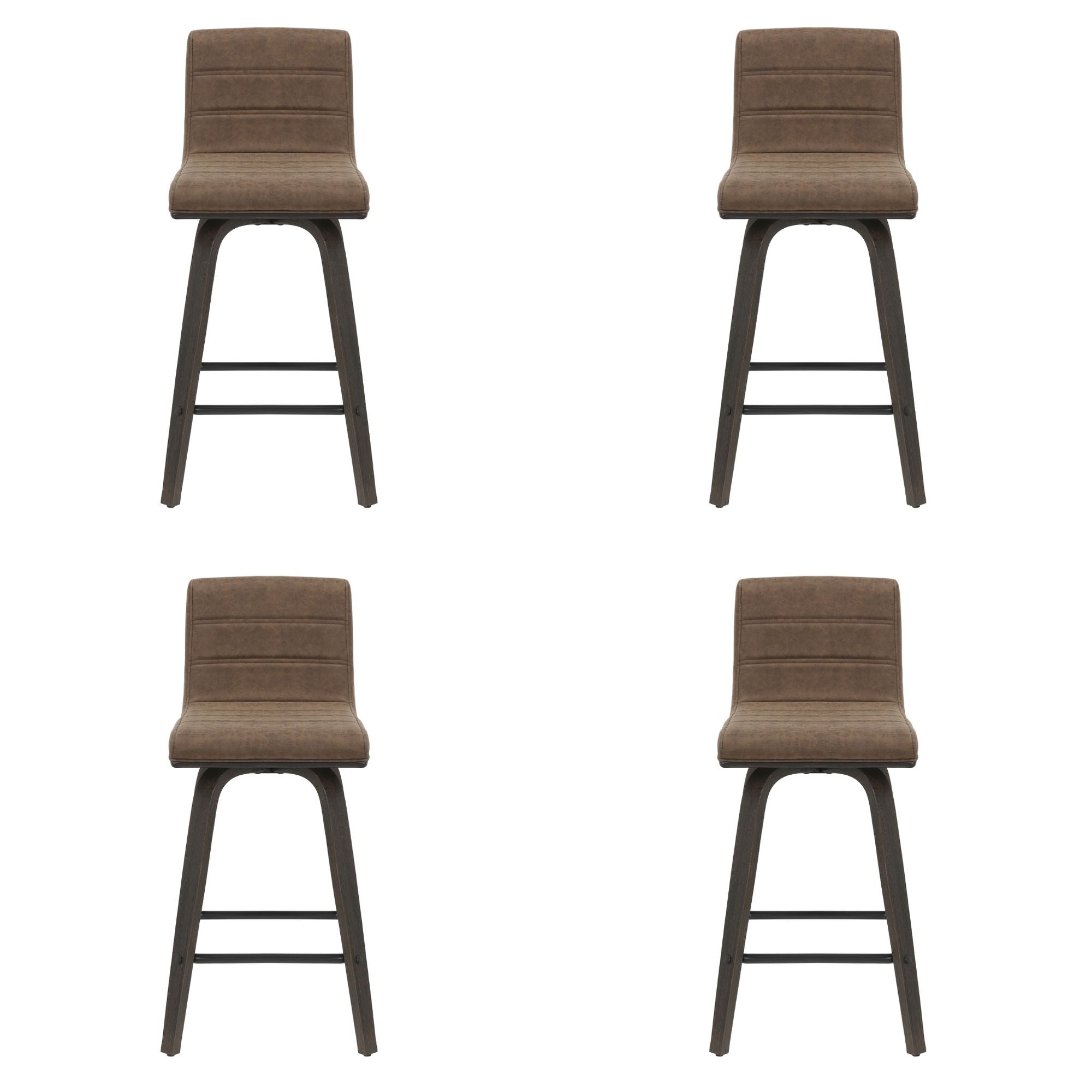 Vienna - 35.5" Swivel Counter Height Square Back Wood Bar Stool With Faux Leather Seat