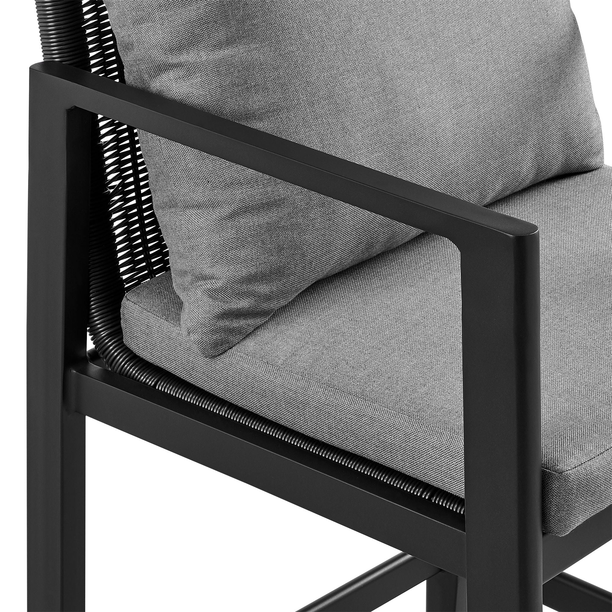 Cayman - Outdoor Patio Counter Height Bar Stool With Cushions - Gray