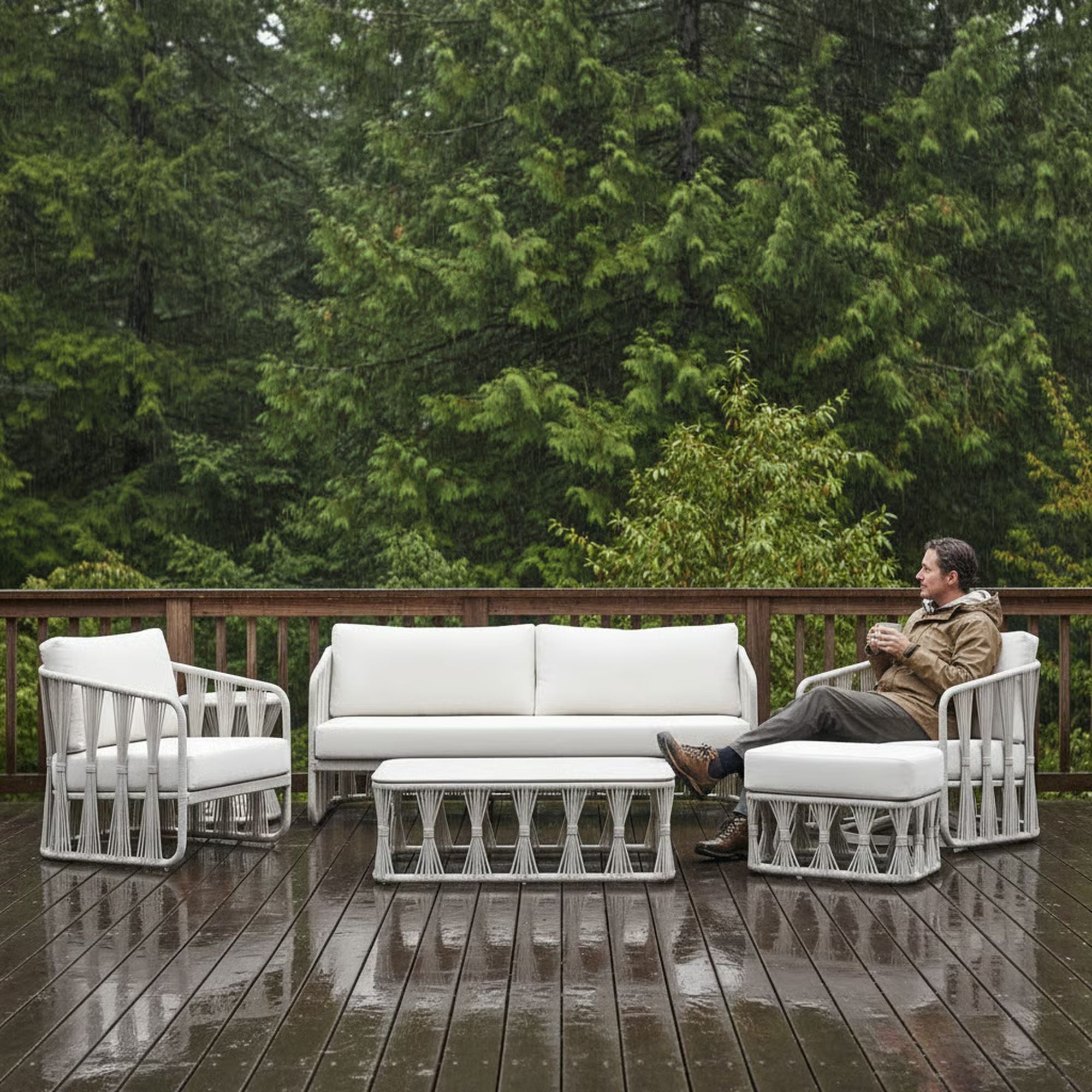 Breeze - Powder Coated Metal Outdoor Conversation Set With Cushions