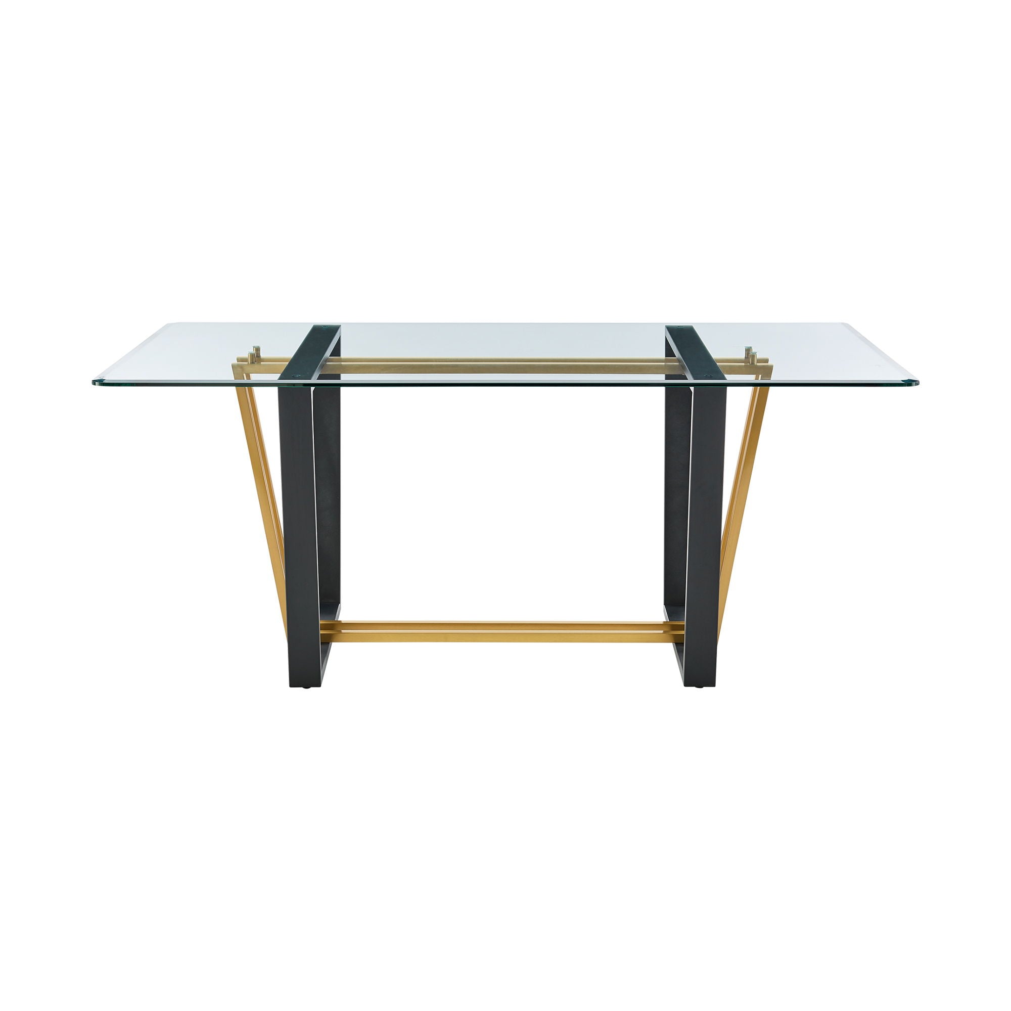 Kai Anastasia - Rectangular Glass Dining Table Set - Gold Brushed Base