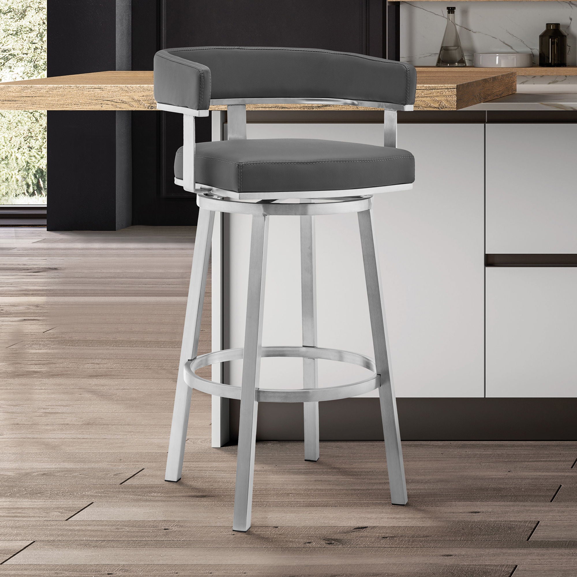 Lorin - Stainless Steel Swivel Bar Stool