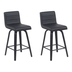 Vienna - Modern Counter Height Swivel Bar Stool - Black Brushed Wood Frame