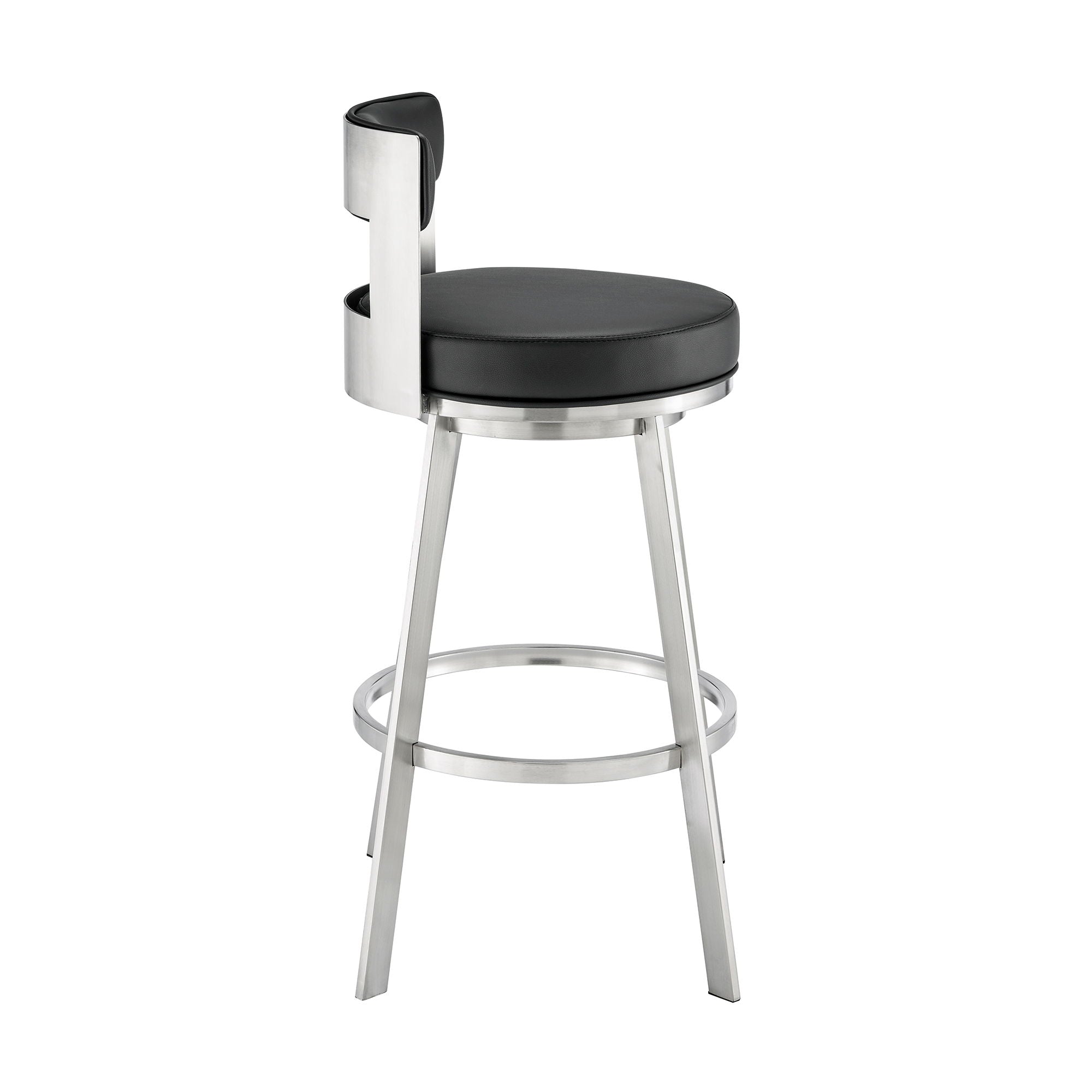 Lynof - Swivel Bar Stool - Brushed Stainless Steel Finish