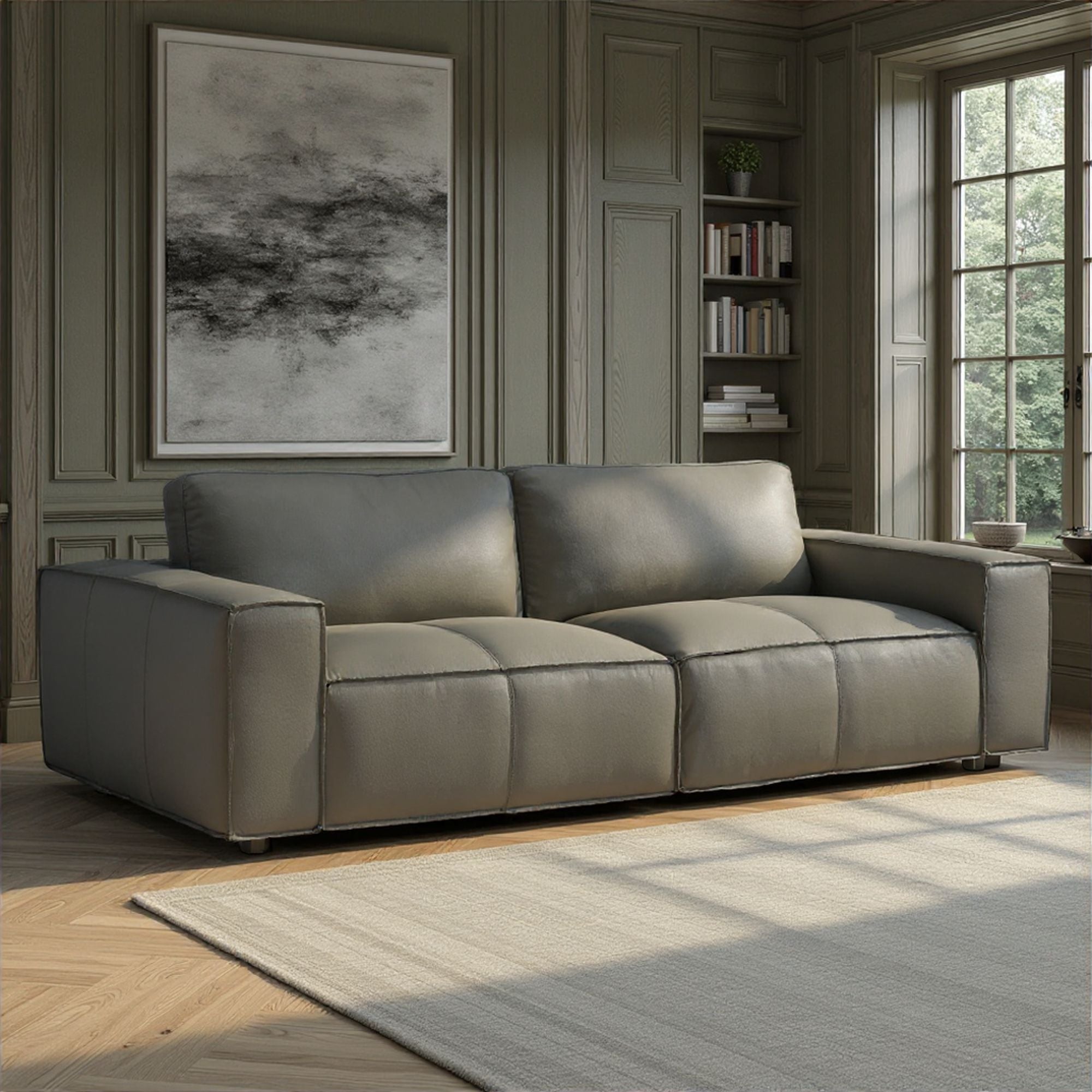 Clayton - Leather Sofa With Track Arms