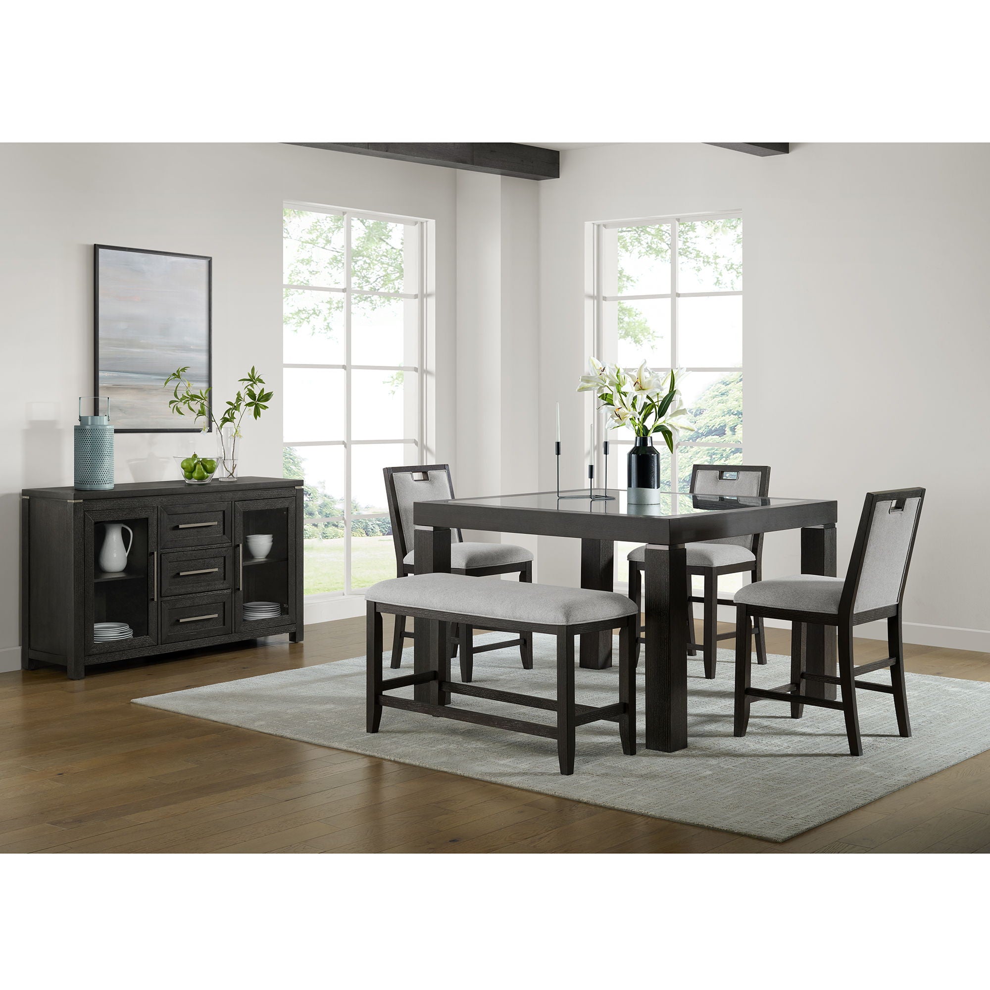 Elodie - Fabric Counter Chair (Set of 2) - Charcoal / Gray
