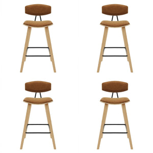 Fox - Counter Height Curved Back Wood Bar Stool With Faux Leather Seat