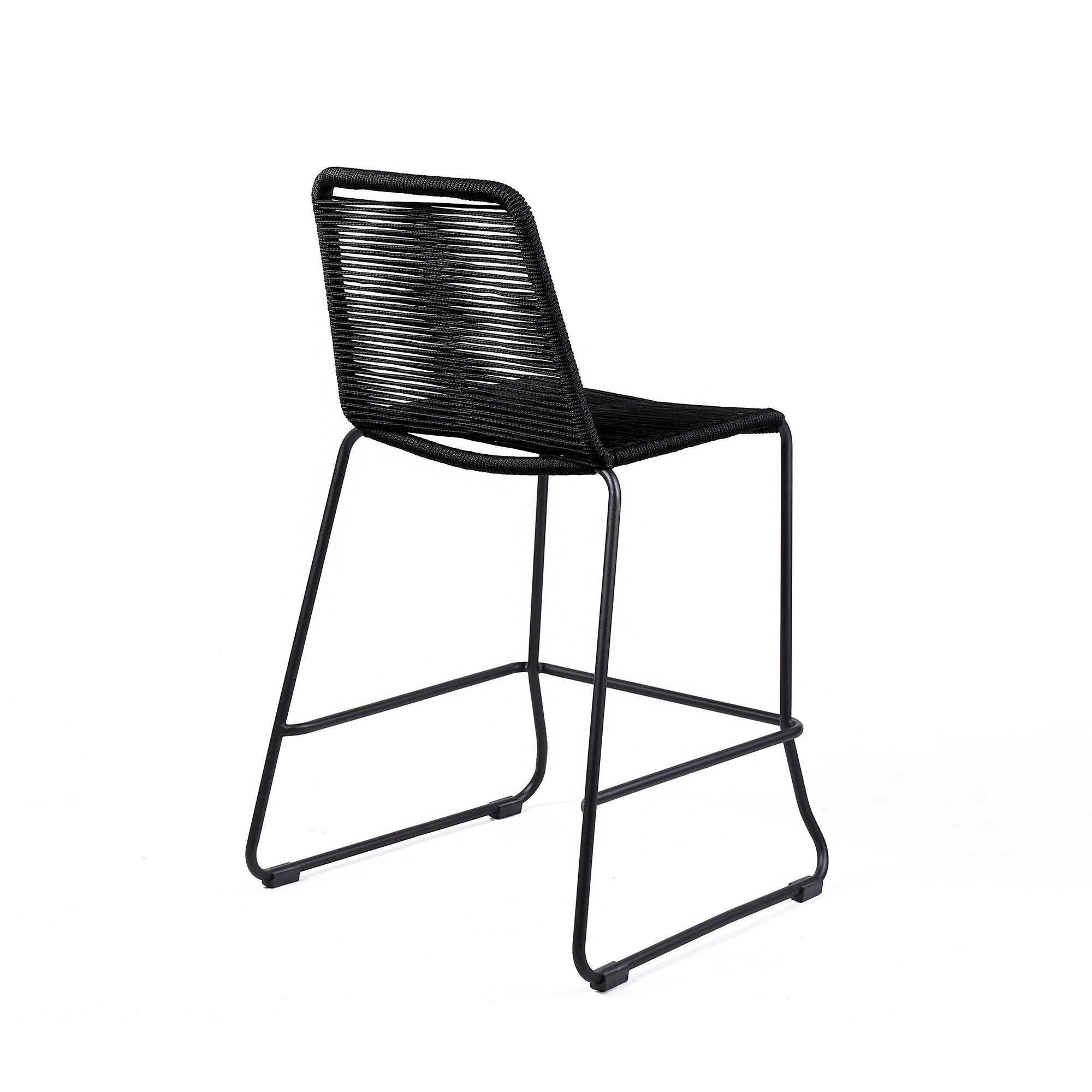 Shasta - 26" Outdoor Metal And Rope Stackable Barstool
