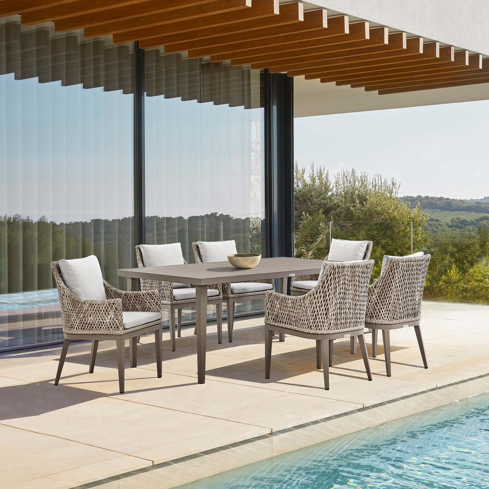 Grenada - Outdoor Aluminum Gray Rectangle Dining Table