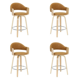 Daxton - Swivel Counter Height Round Back Wood Bar Stool With Faux Leather Seat