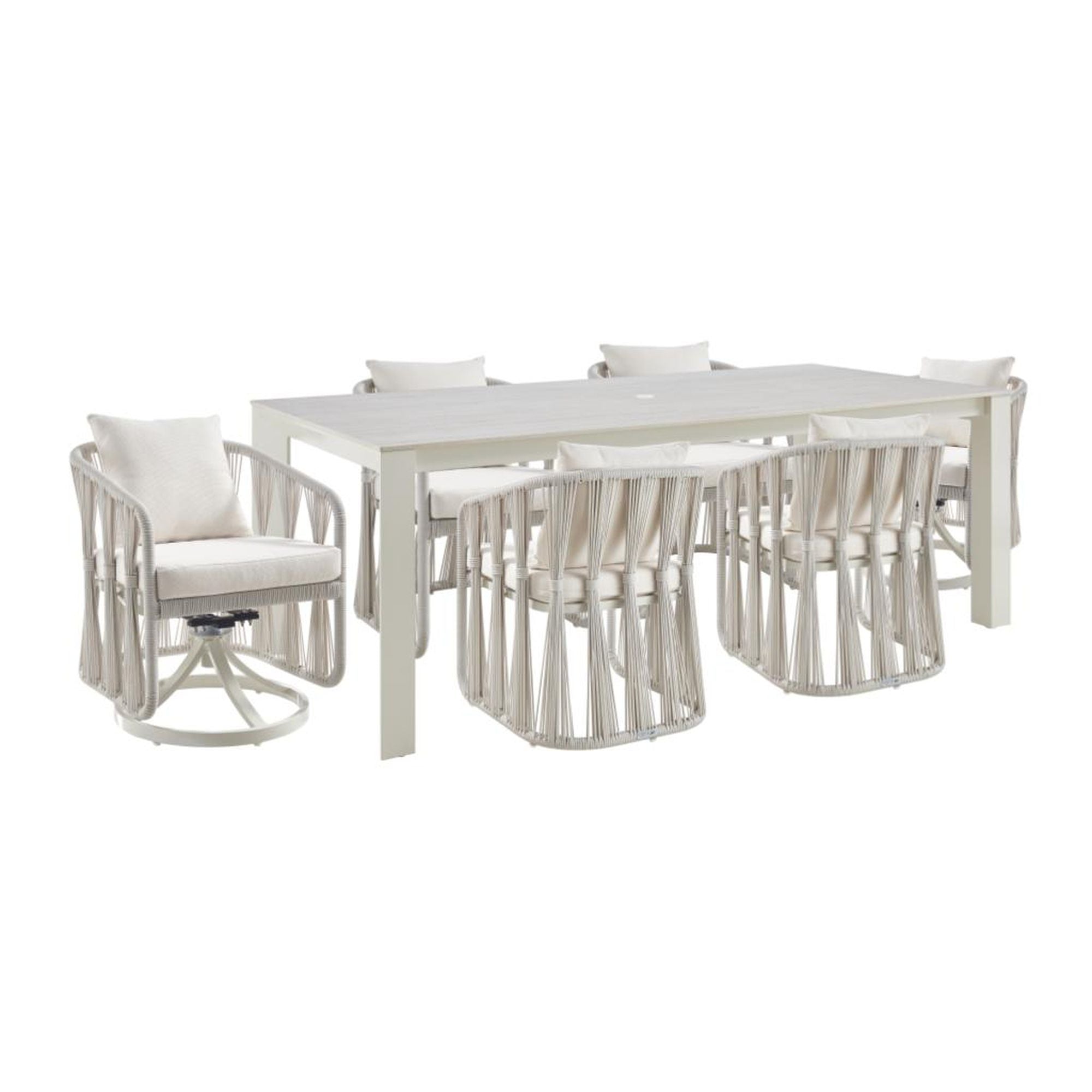 Breeze - Powder Coated Rectangle Metal Outdoor Dining Set With Cushions