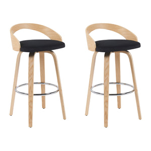 Sonia - Modern Swivel Bar Height Stool - Patterned Oak Wood Finish