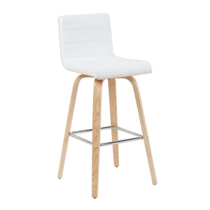 Vienna - Modern Swivel Bar Height Stool - Patterned Oak Wood Frame
