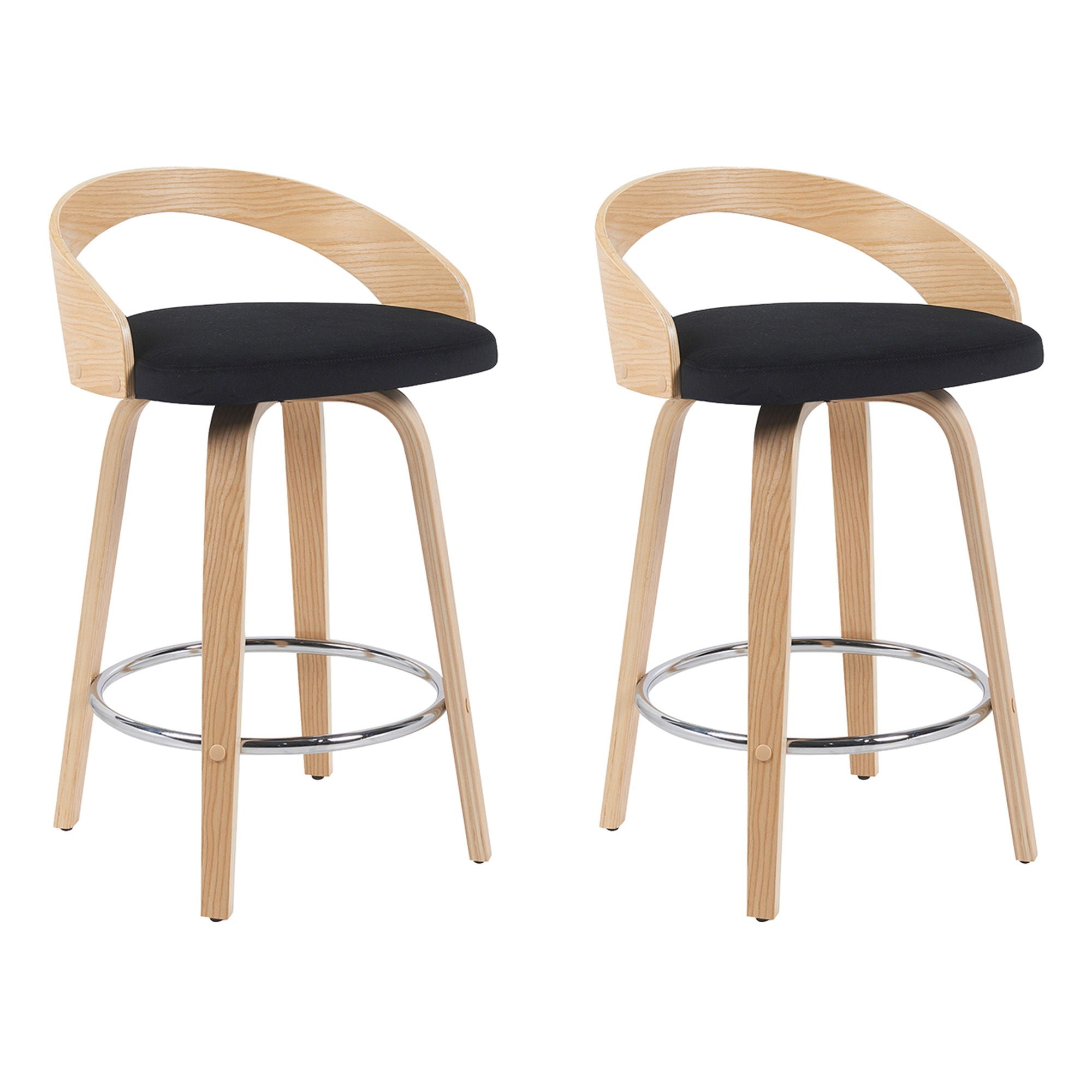 Sonia - Modern Swivel Counter Height Bar Stool - Patterned Oak Wood Finish