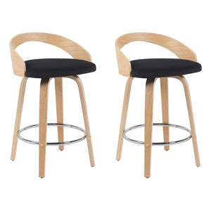 Sonia - Modern Swivel Counter Height Bar Stool - Patterned Oak Wood Finish