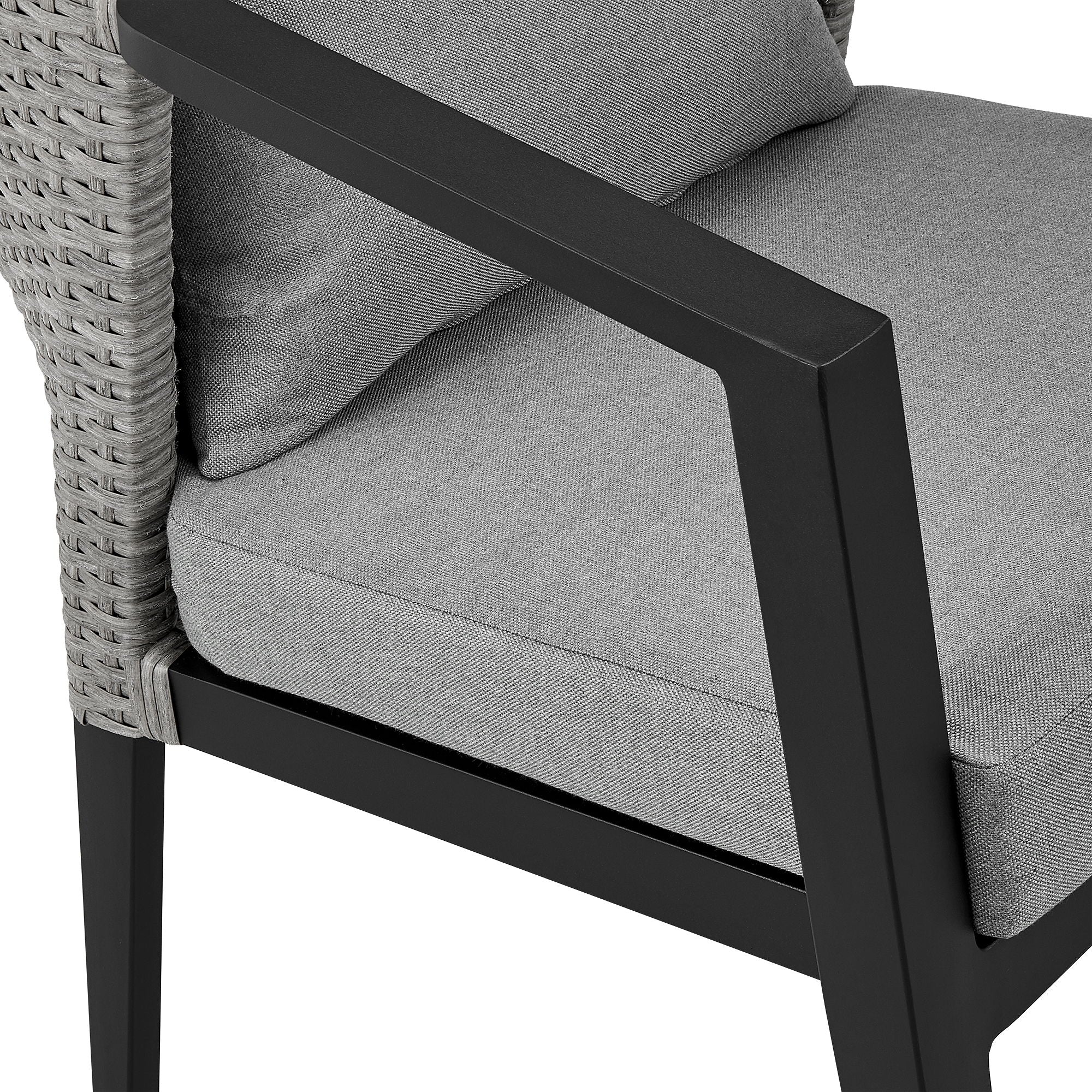 Palma - Outdoor Patio Dining Chairs In Aluminum And Wicker With Gray Cushions - (Set Of 2)