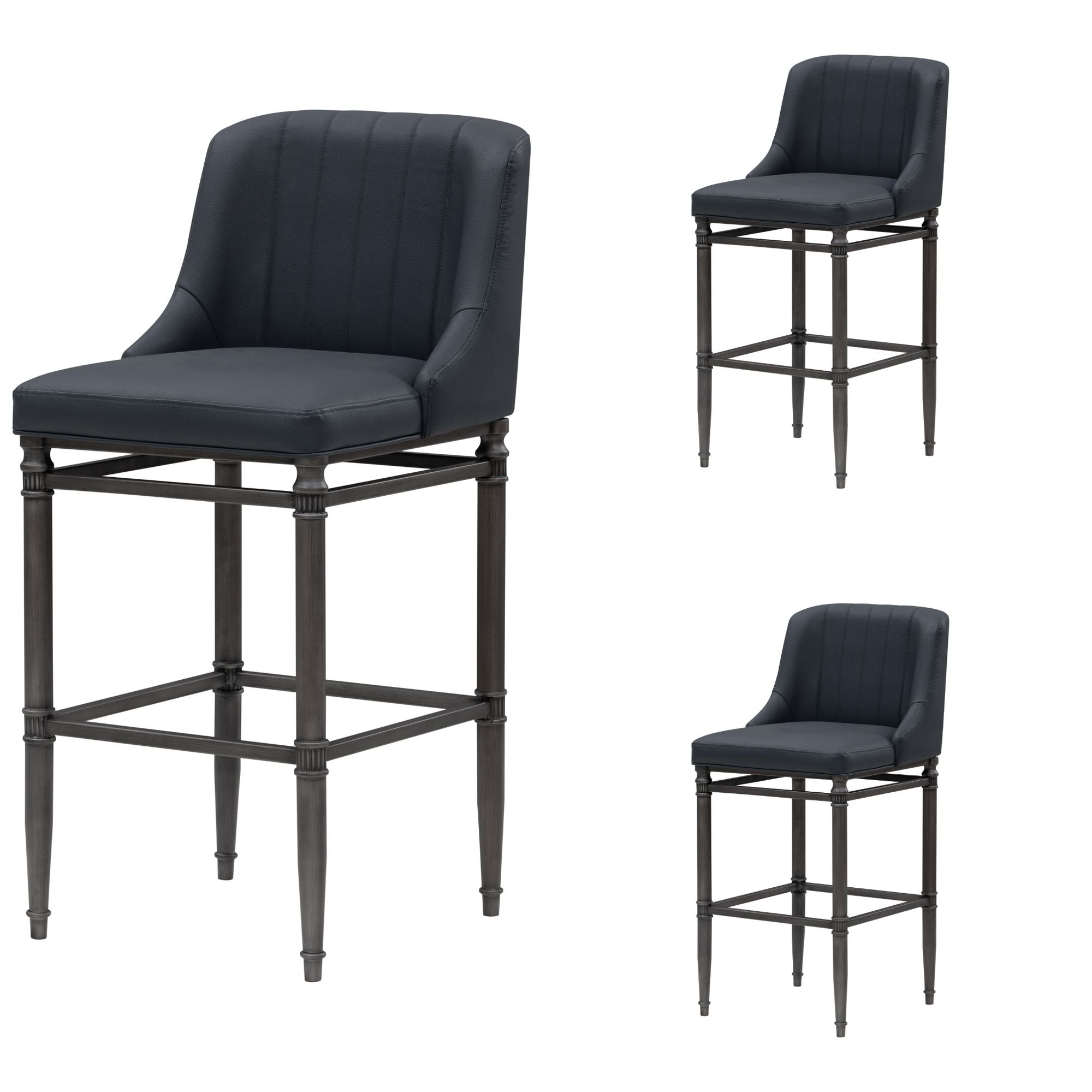 Marvin - Steel Frame Faux Leather Upholstered Bar Height Barstool