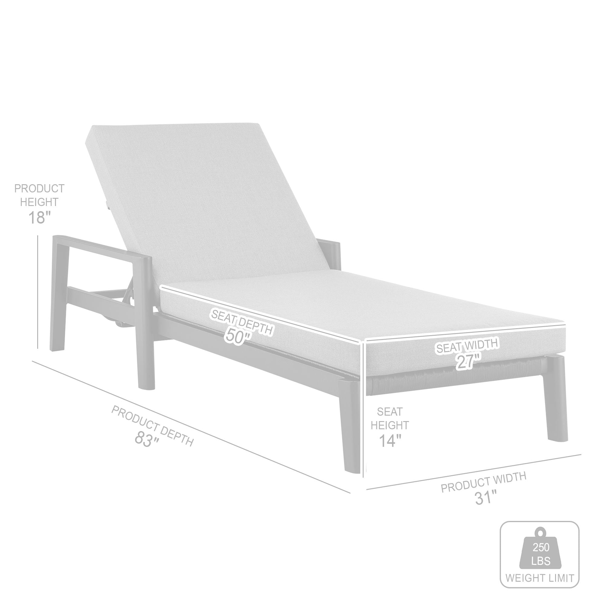 Cayman - Outdoor Patio Adjustable Chaise Lounge Chair In Aluminum With Gray Cushions