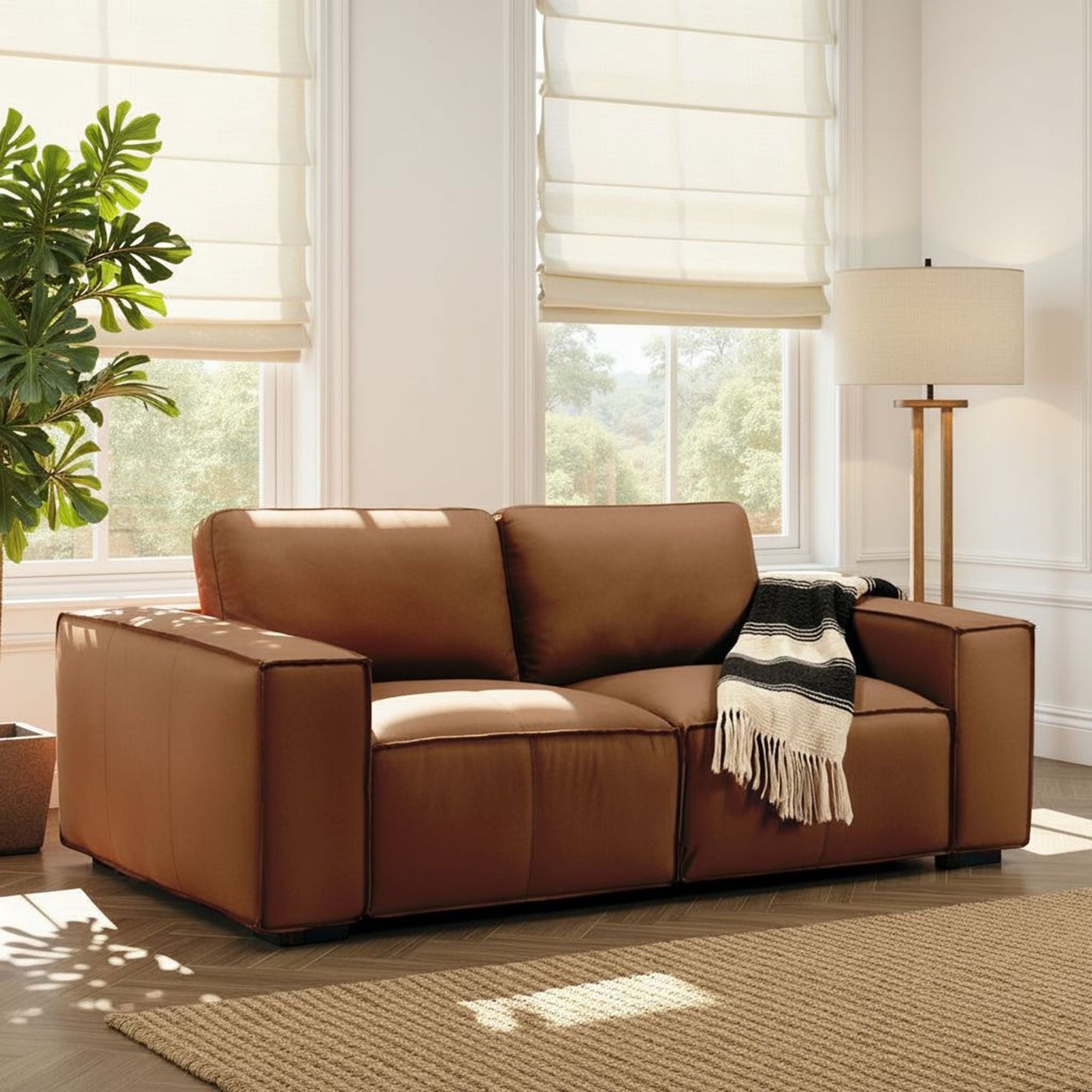 Clayton - Leather Loveseat With Track Arms