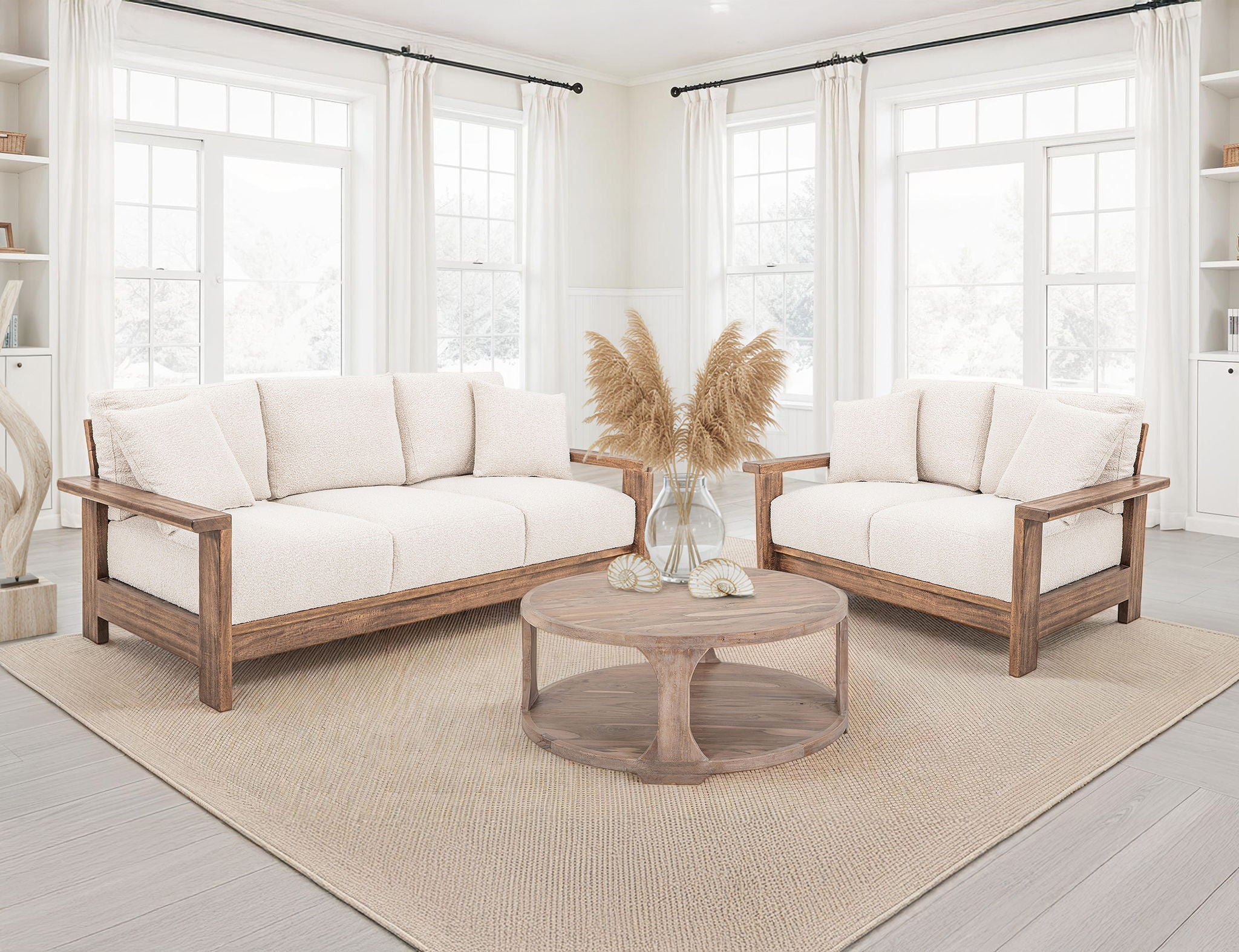 Duna - Sofa - White / Light Brown