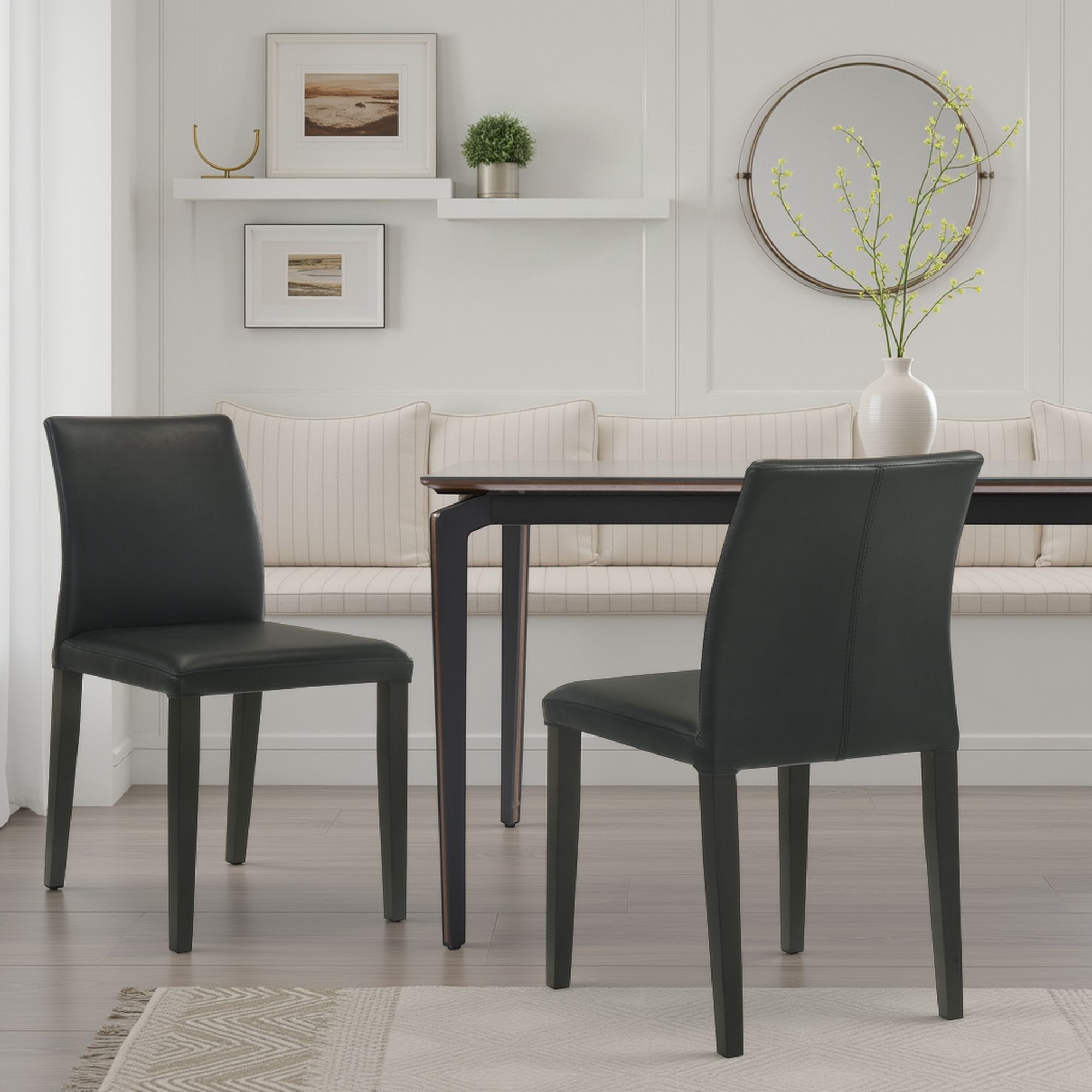 Elyza - Full Back Top Grain Leather Upholstered Wood Dining Chairs (Set of 2)