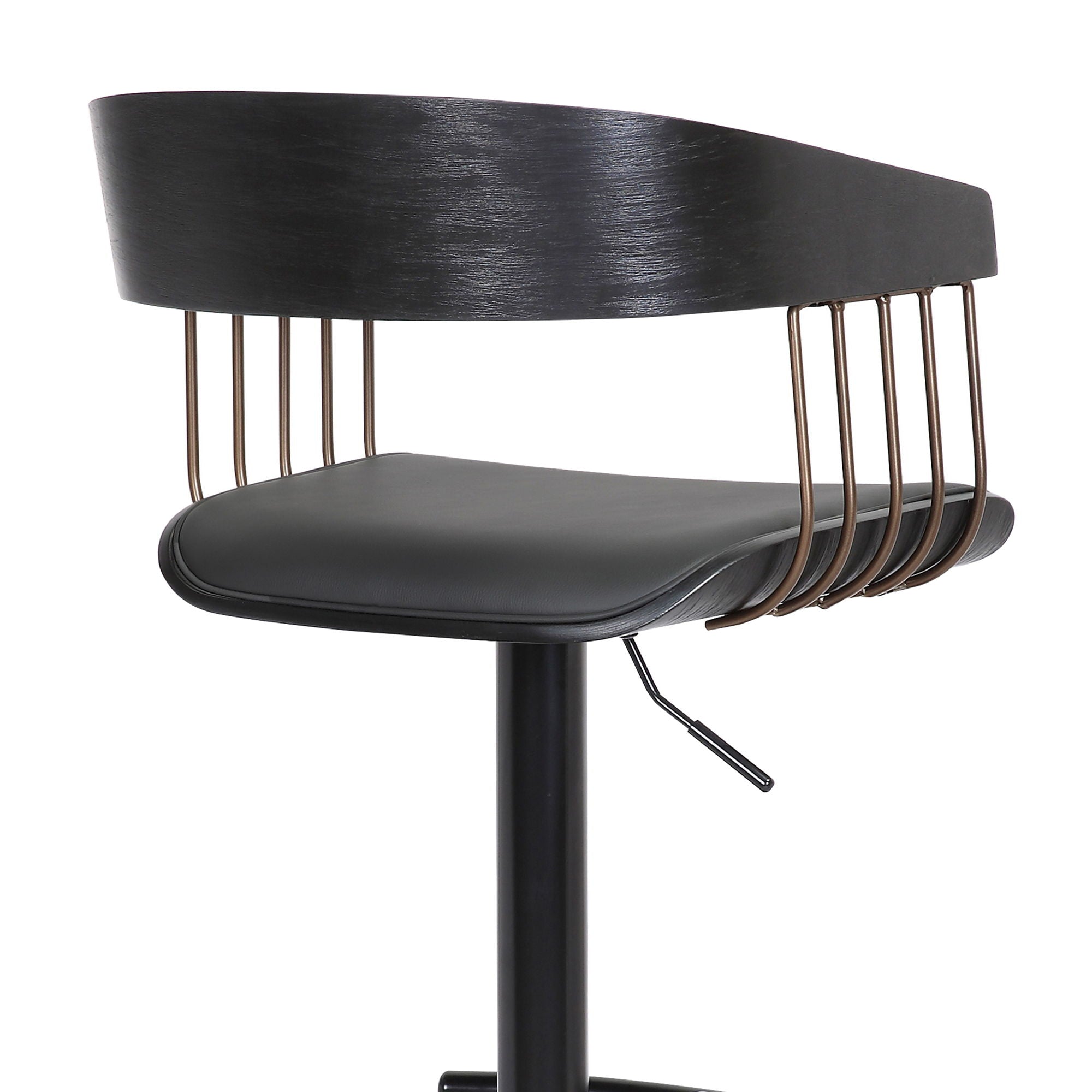 Larisa - Adjustable Black Bar Stool - Black / Golden Bronze